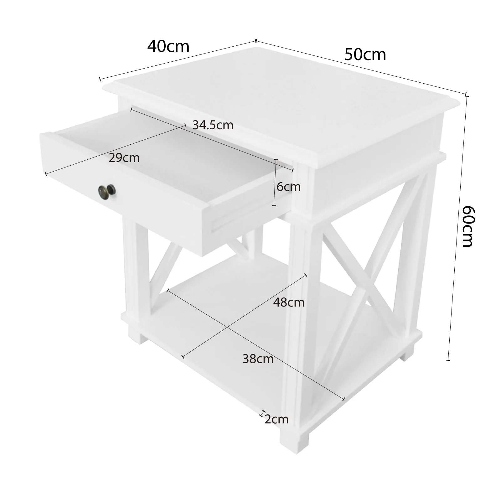 Hamptons Coastal Cross 1 Drawer Bedside Table - Image 28