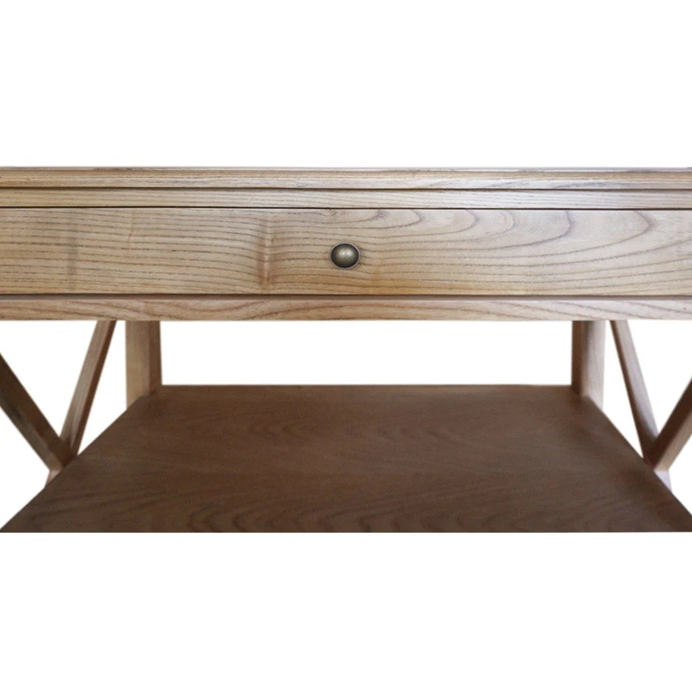 Hamptons Coastal Cross 1 Drawer Bedside Table with Shelf - Image 16