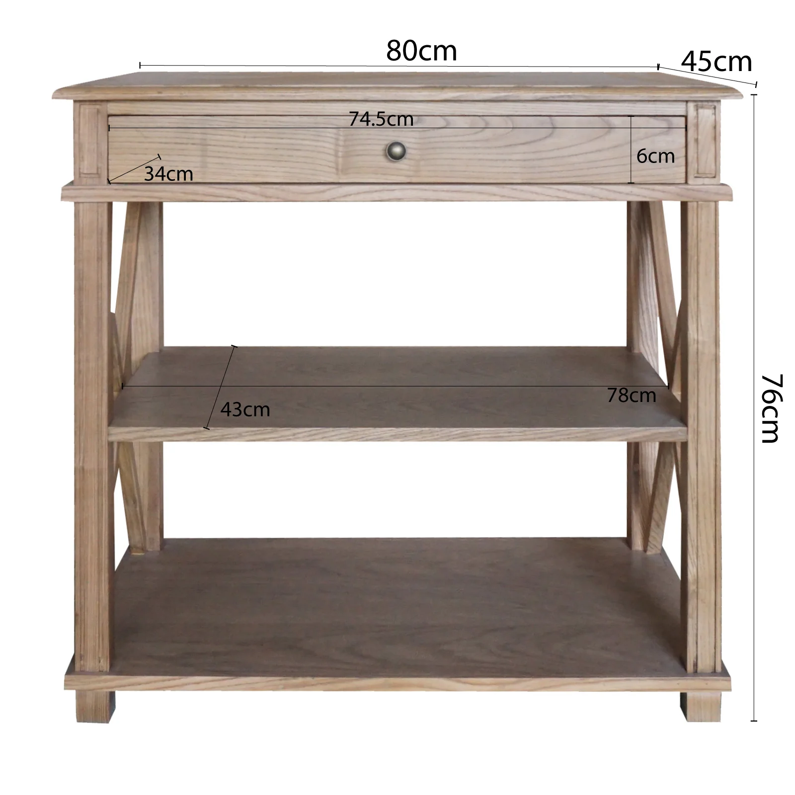 Hamptons Coastal Cross 1 Drawer Bedside Table with Shelf - Image 18