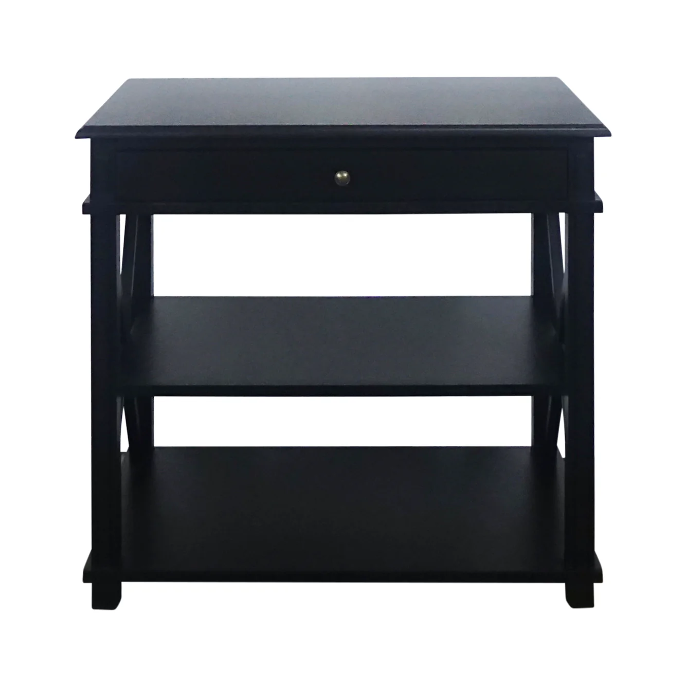 Hamptons Coastal Cross 1 Drawer Bedside Table with Shelf - Image 3
