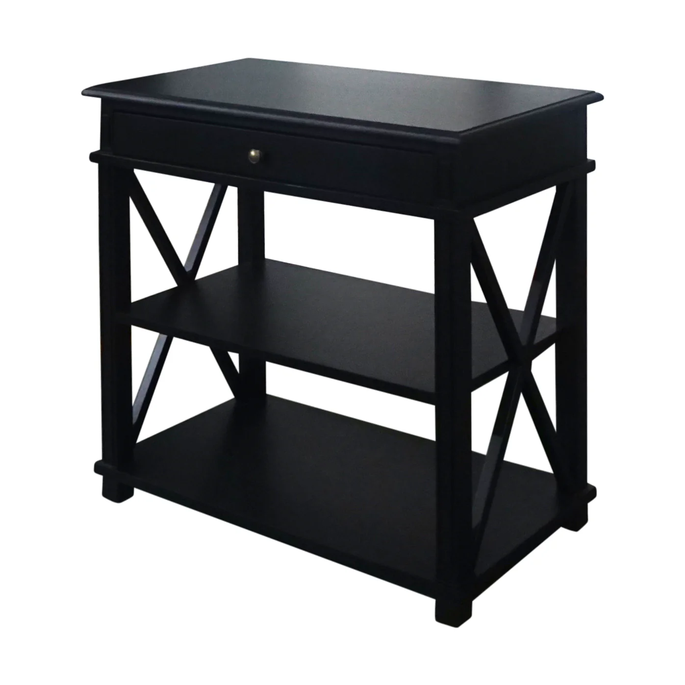 Hamptons Coastal Cross 1 Drawer Bedside Table with Shelf - Image 4