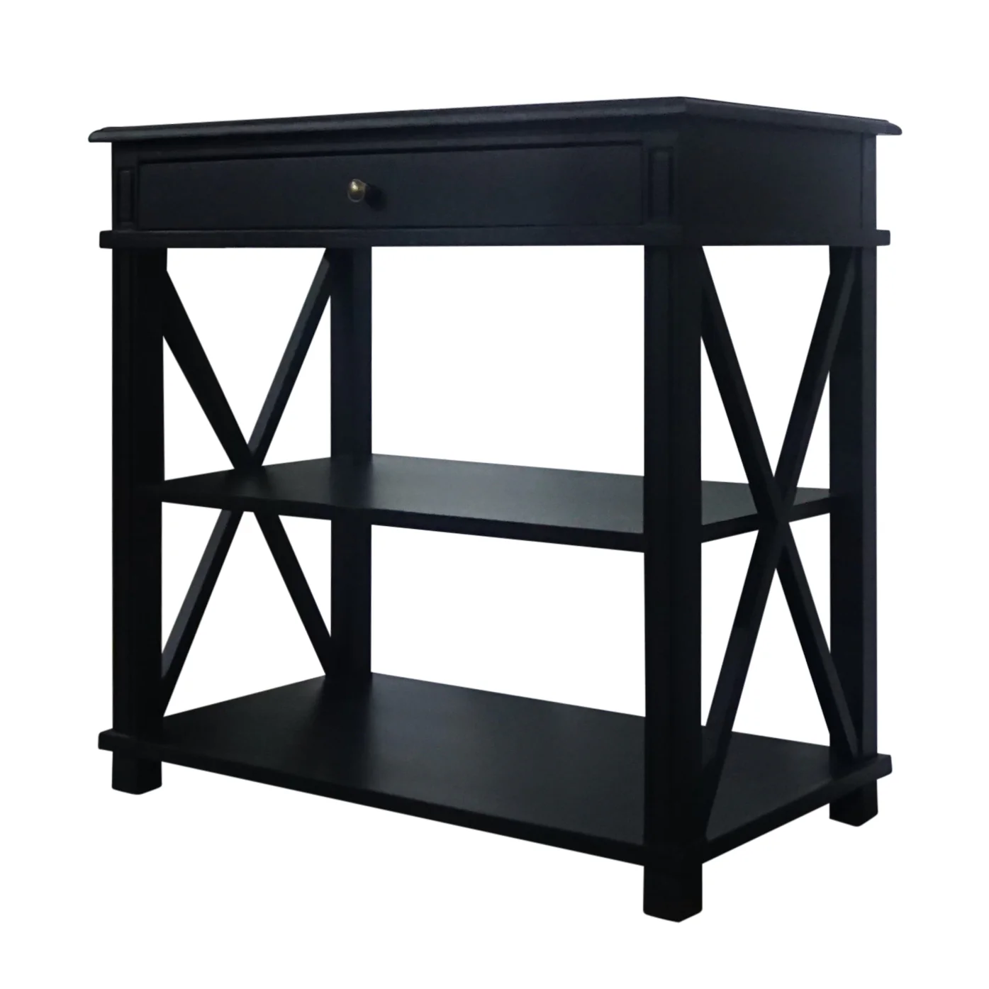 Hamptons Coastal Cross 1 Drawer Bedside Table with Shelf - Image 5