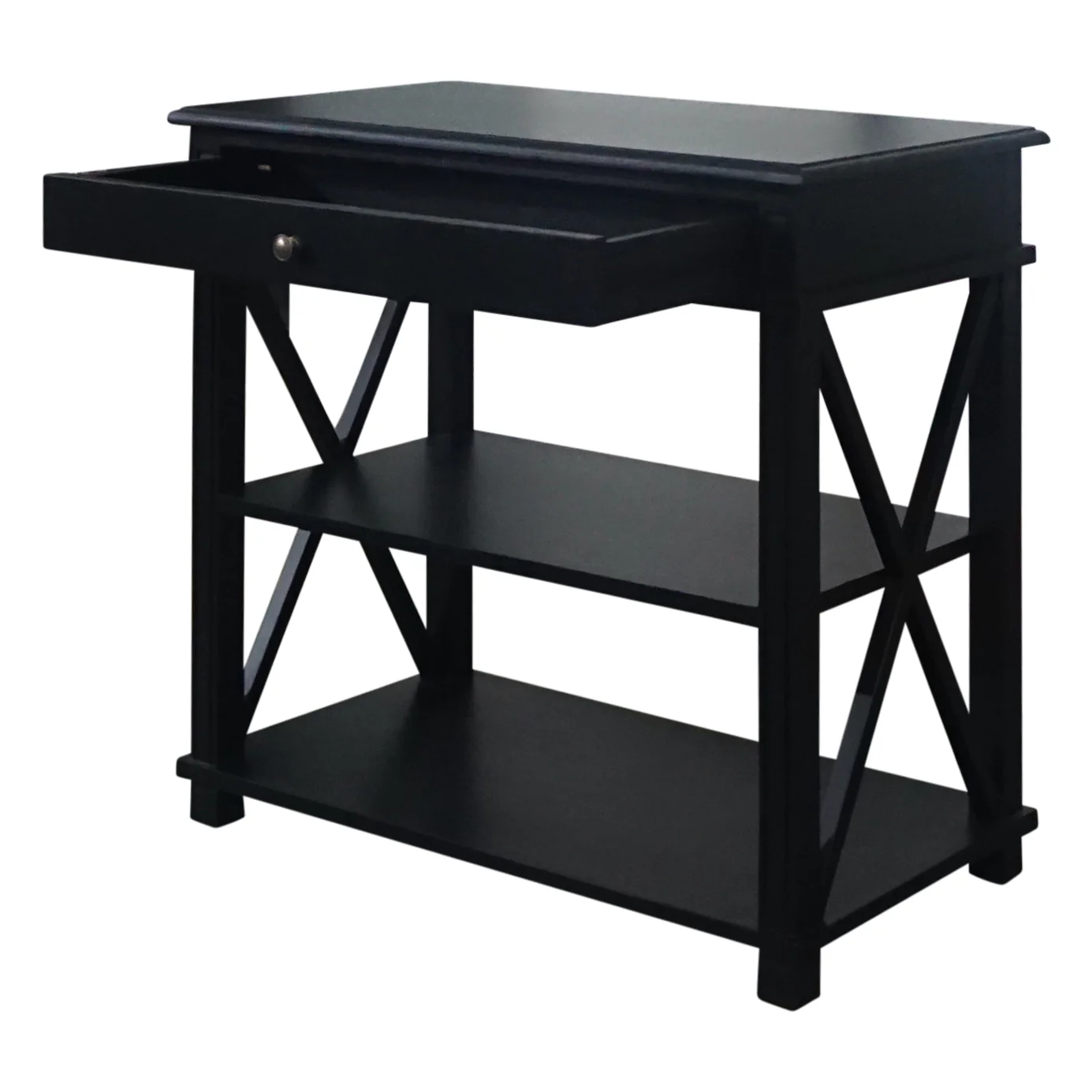 Hamptons Coastal Cross 1 Drawer Bedside Table with Shelf - Image 6