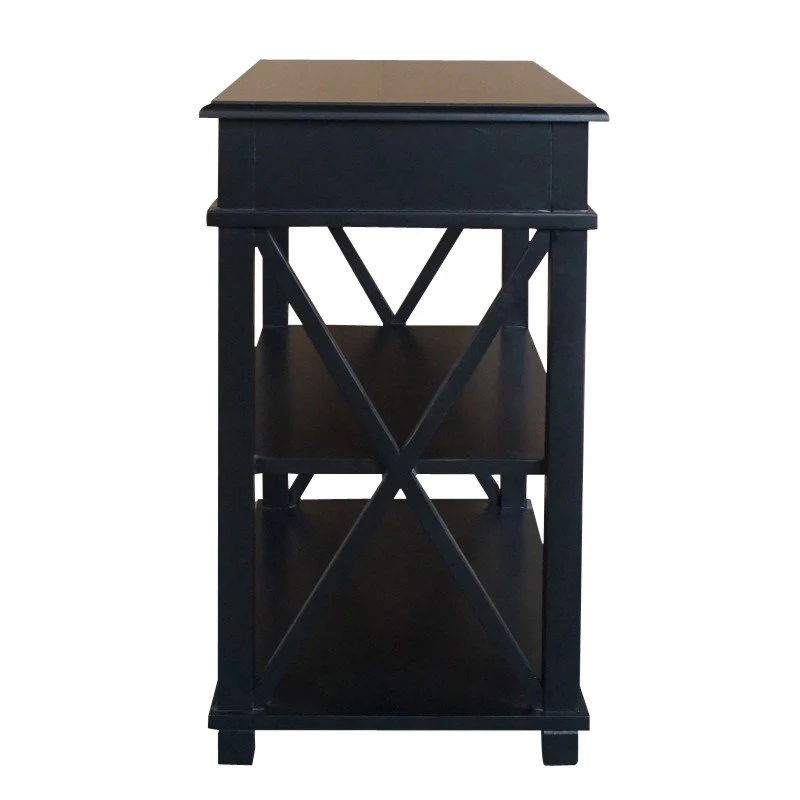 Hamptons Coastal Cross 1 Drawer Bedside Table with Shelf - Image 7