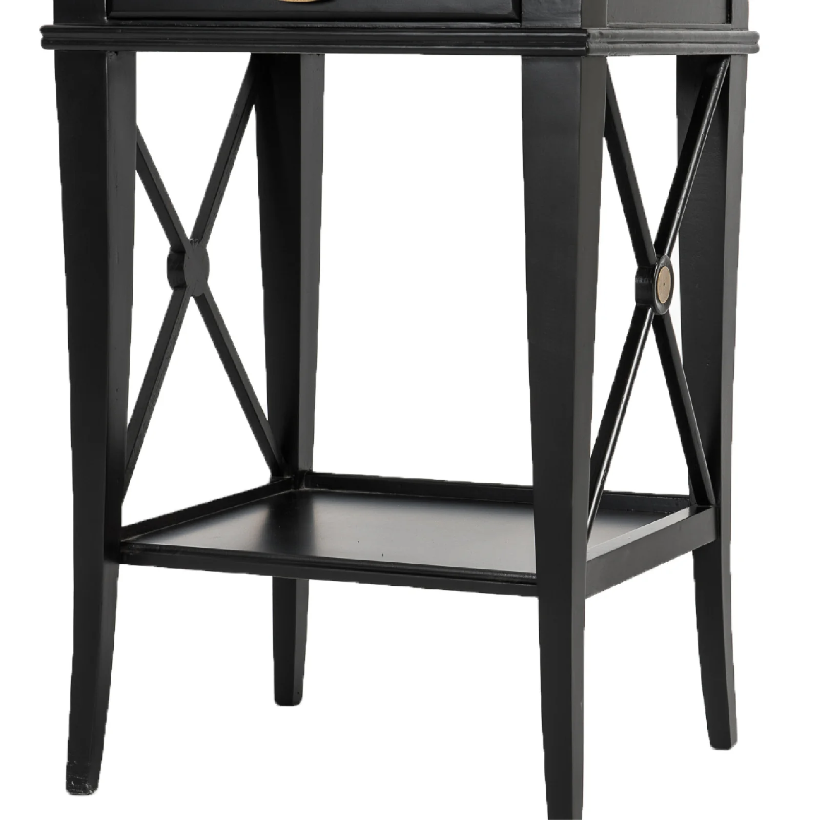 Hamptons Coastal Cross Side Curvy leg Bedside Lamp Table with Drawer White/Black - Image 5