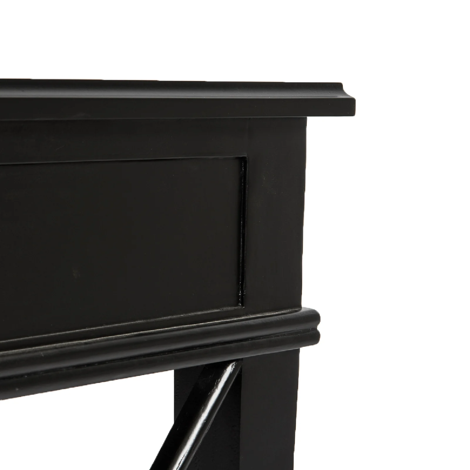Hamptons Coastal Cross Side Curvy leg Bedside Lamp Table with Drawer White/Black - Image 7