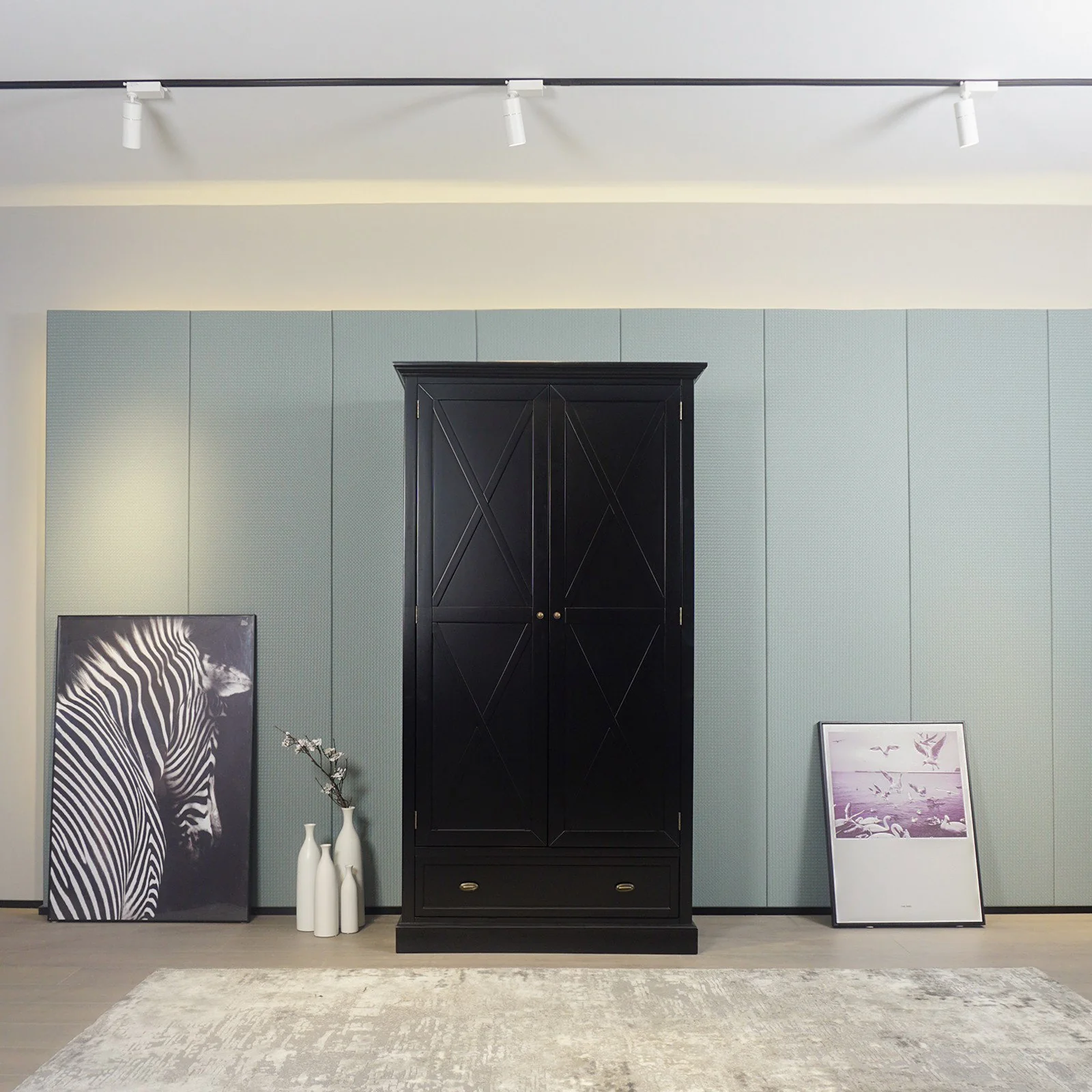 Hamptons Coastal Crossed One Drawer Wardrobe - Image 14