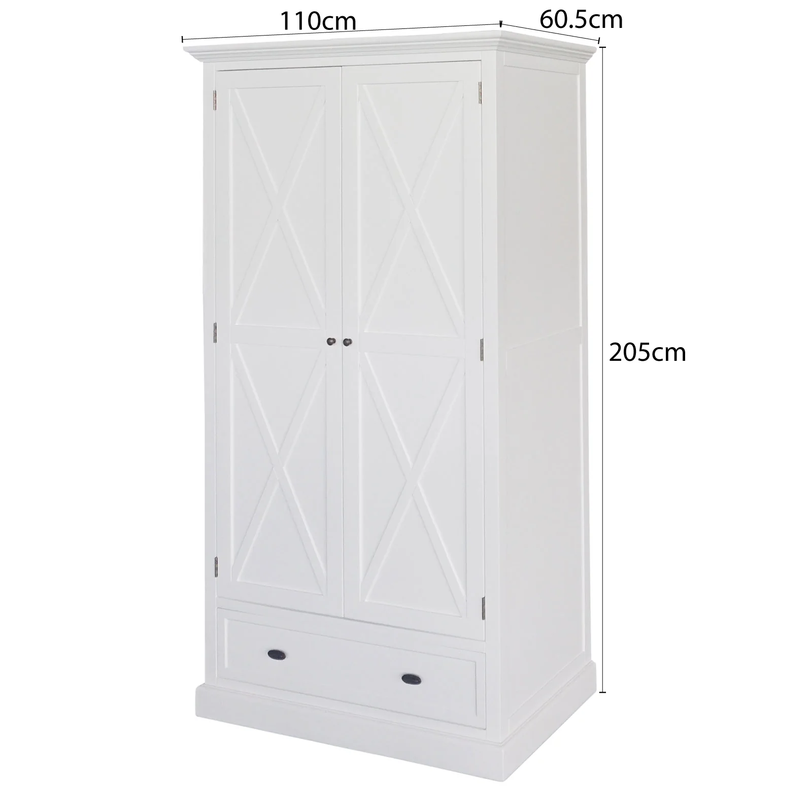 Hamptons Coastal Crossed One Drawer Wardrobe - Image 24