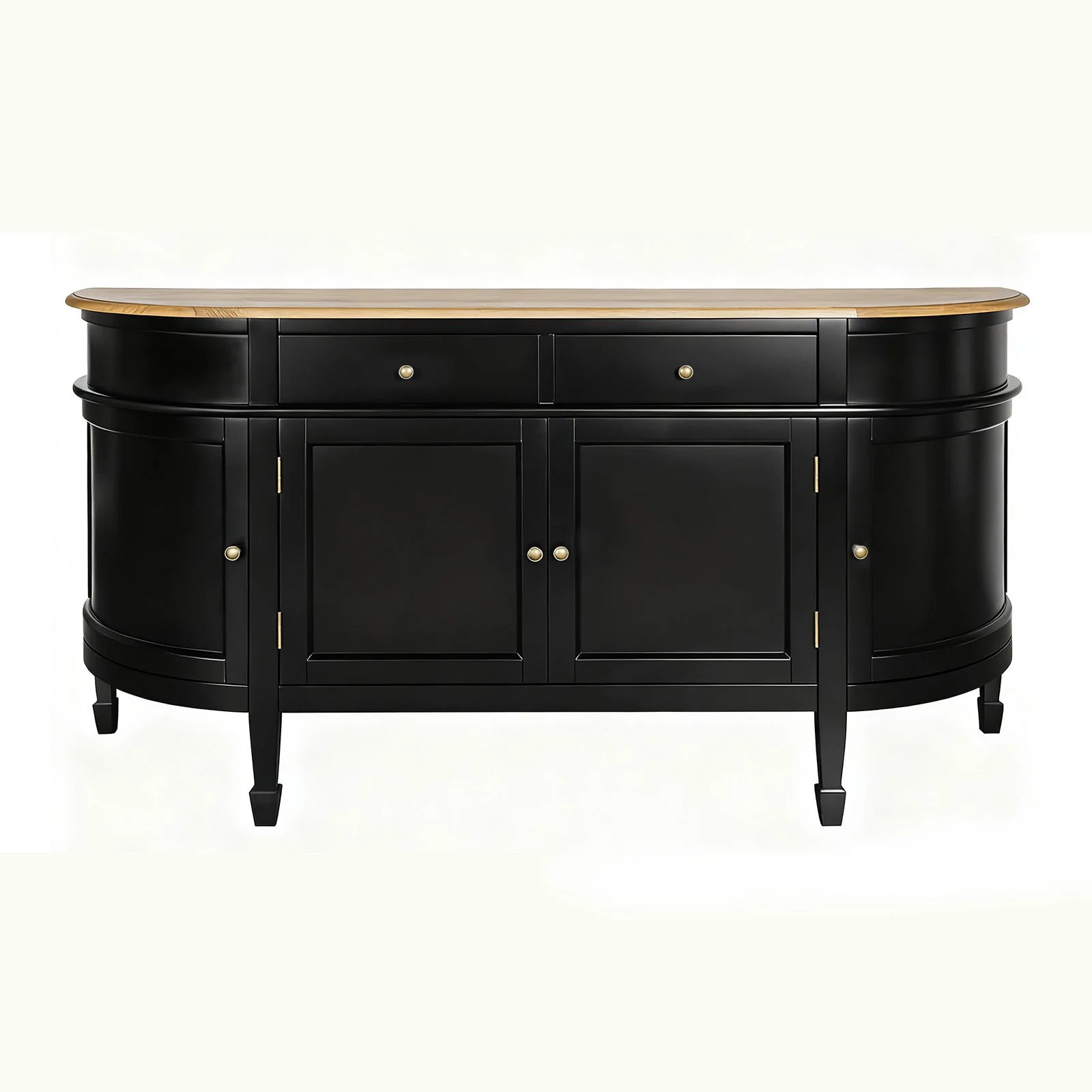 Hamptons Coastal Curve Ash Top Sideboard Buffet & Two Drawers Console Cabinet - Image 10