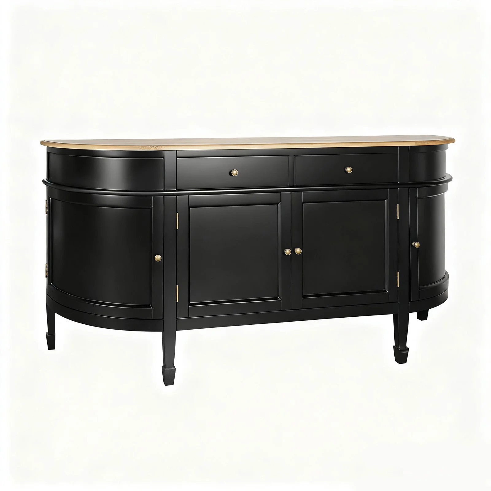 Hamptons Coastal Curve Ash Top Sideboard Buffet & Two Drawers Console Cabinet - Image 11