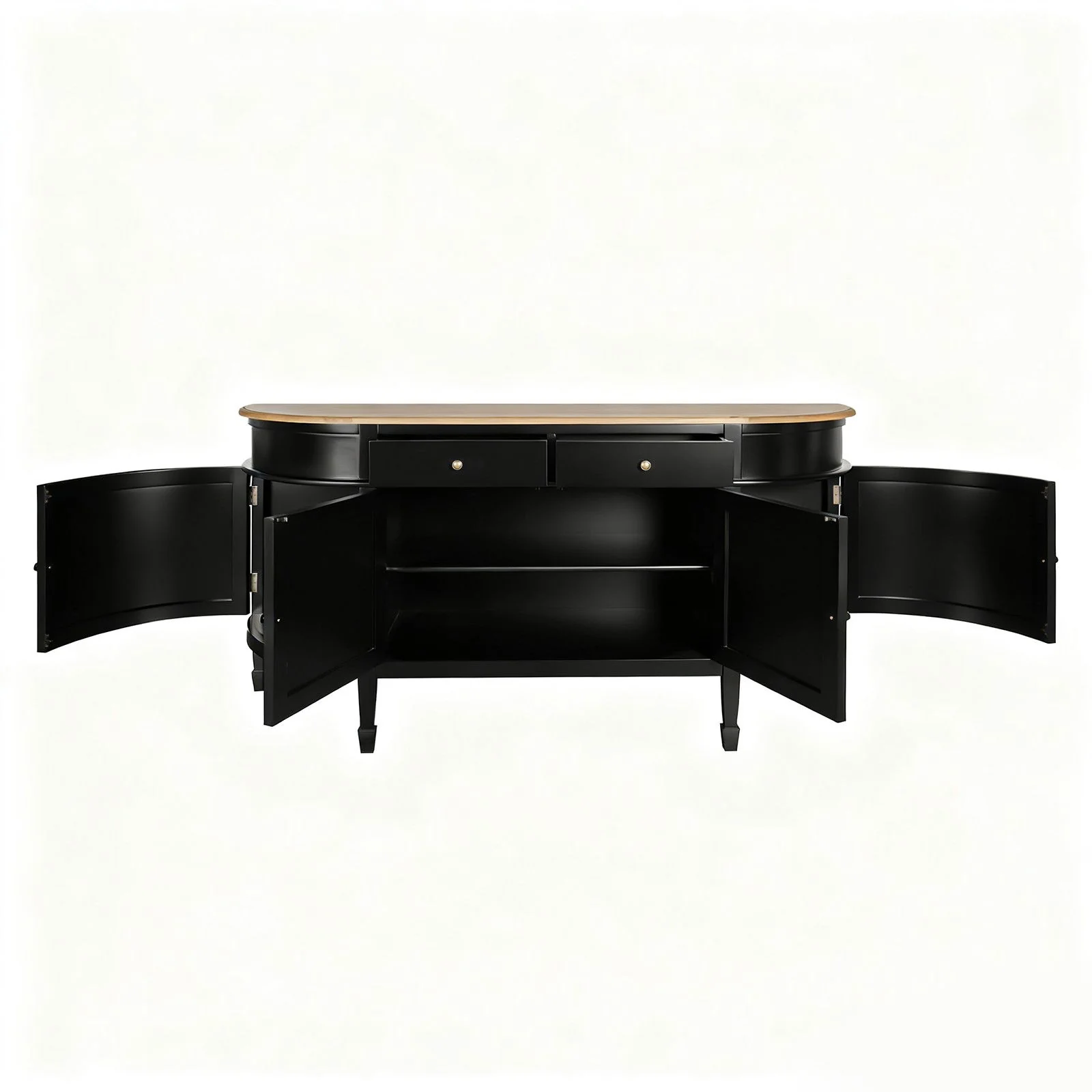 Hamptons Coastal Curve Ash Top Sideboard Buffet & Two Drawers Console Cabinet - Image 13