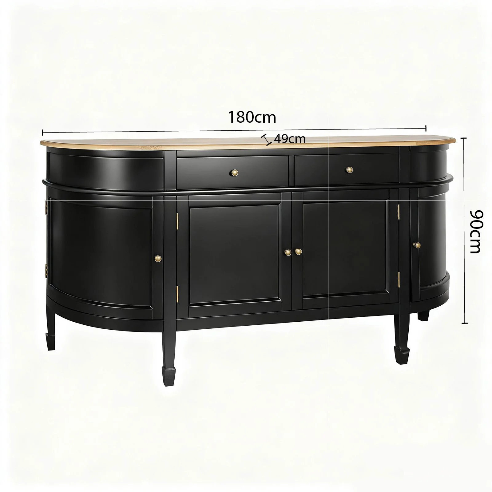 Hamptons Coastal Curve Ash Top Sideboard Buffet & Two Drawers Console Cabinet - Image 18
