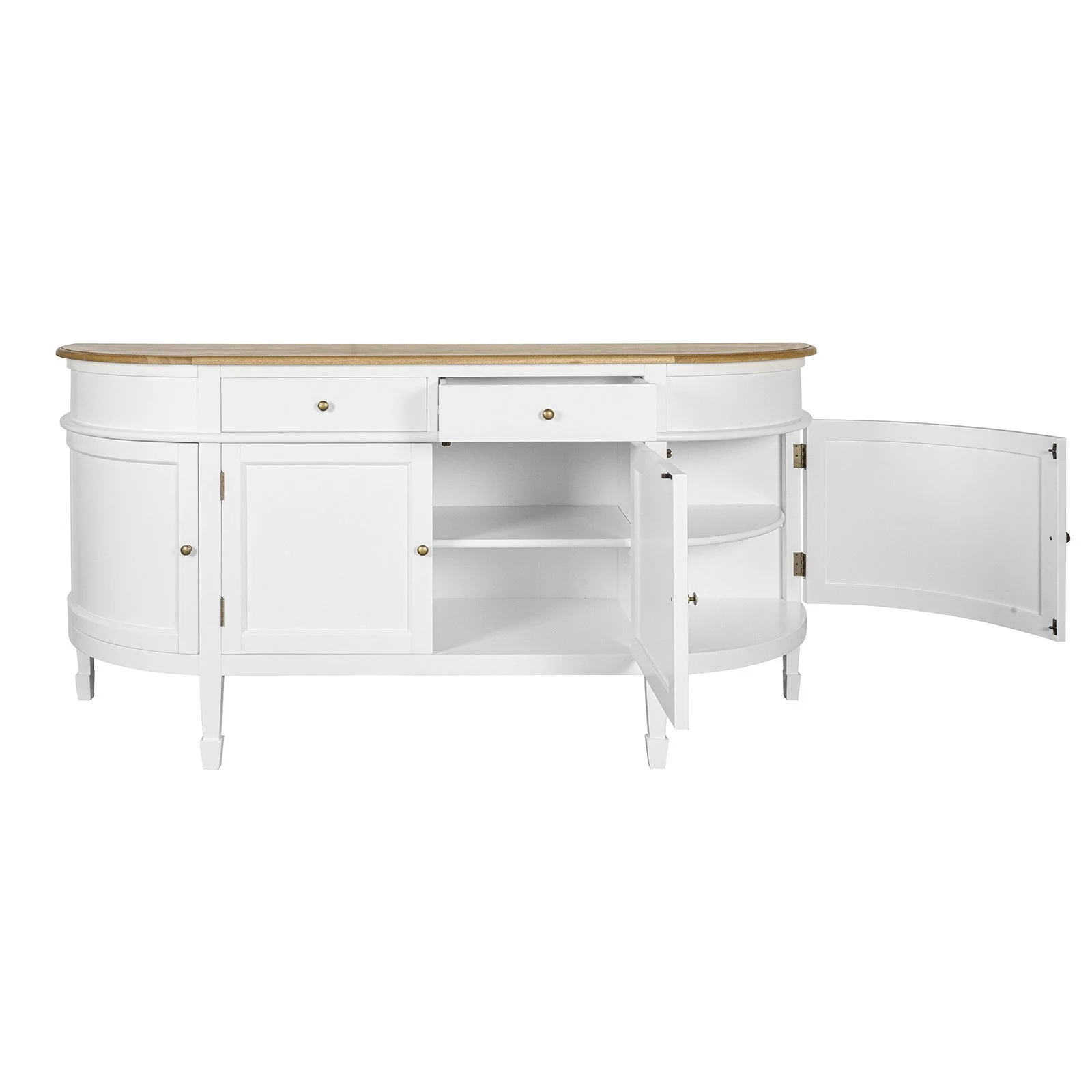 Hamptons Coastal Curve Ash Top Sideboard Buffet & Two Drawers Console Cabinet - Image 5