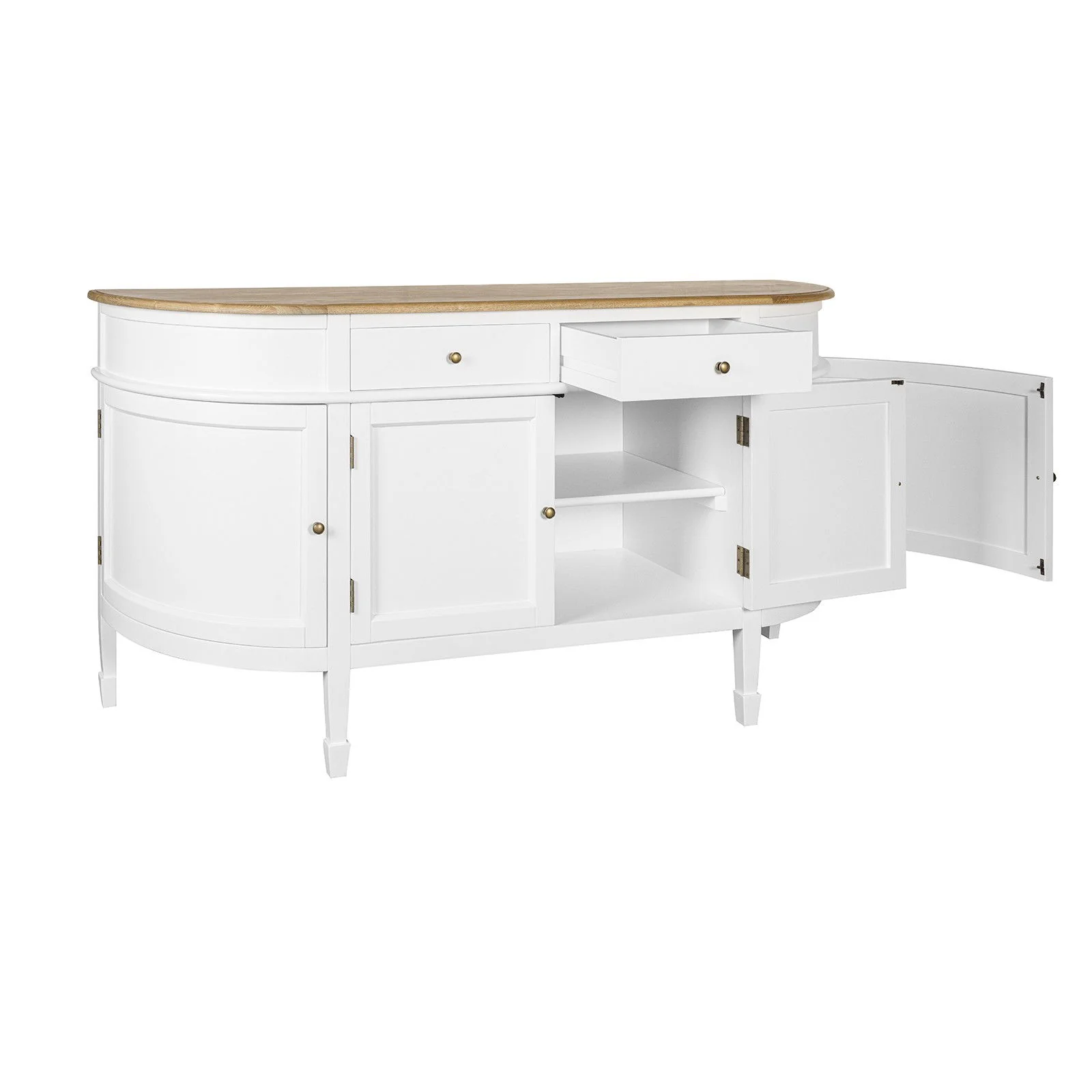 Hamptons Coastal Curve Ash Top Sideboard Buffet & Two Drawers Console Cabinet - Image 6