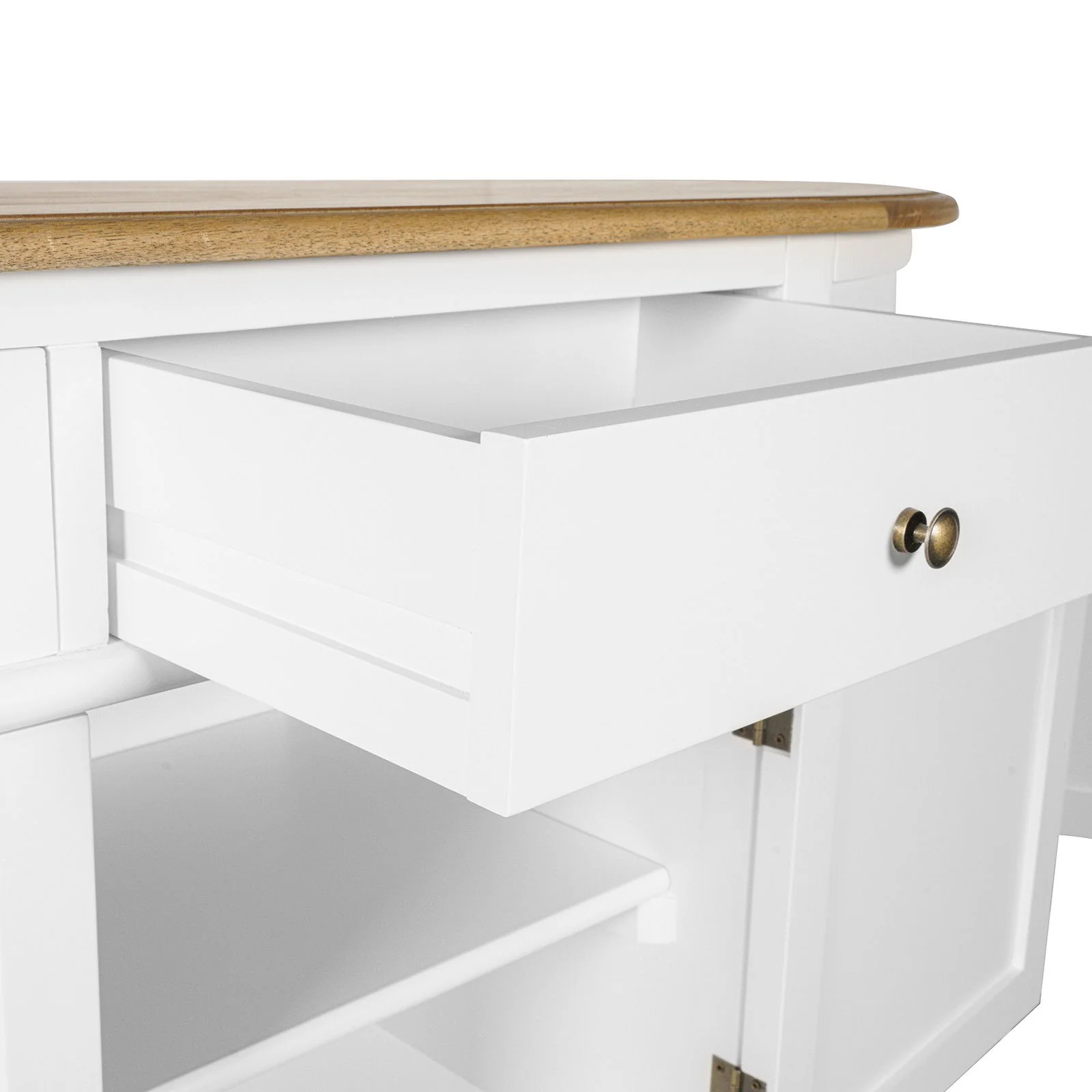 Hamptons Coastal Curve Ash Top Sideboard Buffet & Two Drawers Console Cabinet - Image 8