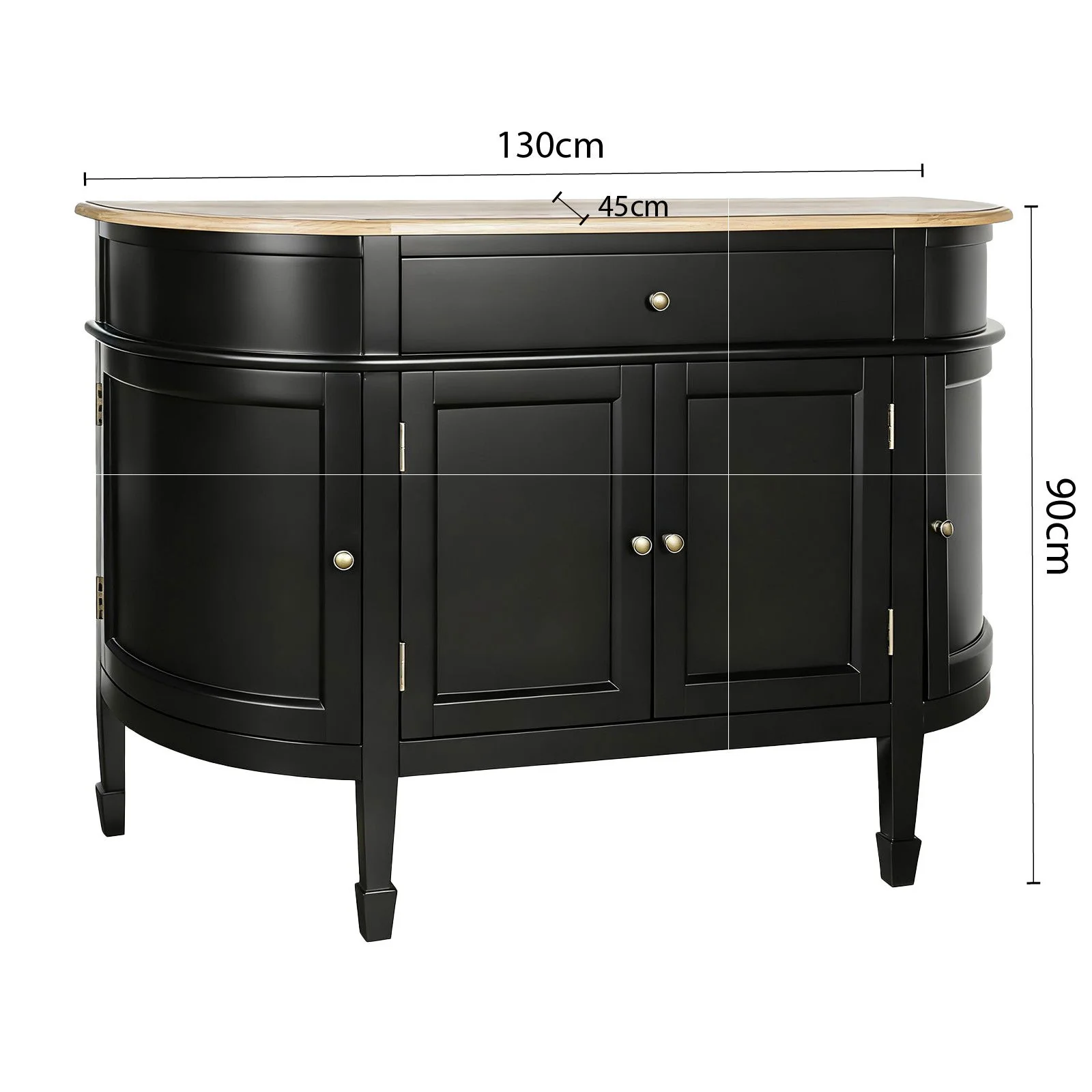 Hamptons Coastal Curve Sideboard Buffet & Ash Top Console Cabinet - Image 10