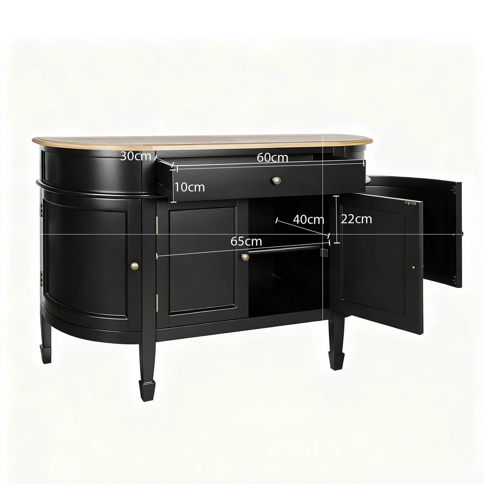 Hamptons Coastal Curve Sideboard Buffet & Ash Top Console Cabinet - Image 11