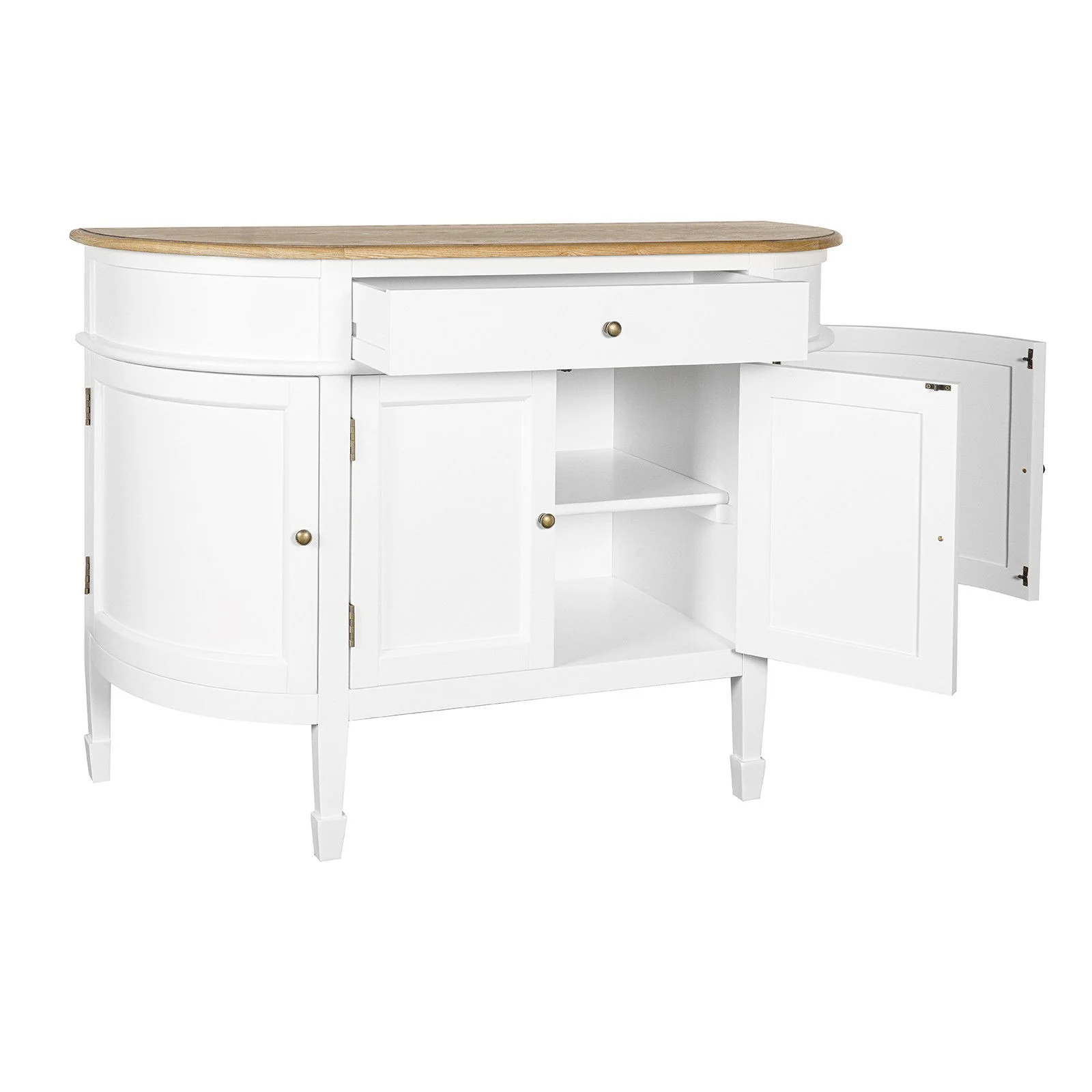 Hamptons Coastal Curve Sideboard Buffet & Ash Top Console Cabinet - Image 18