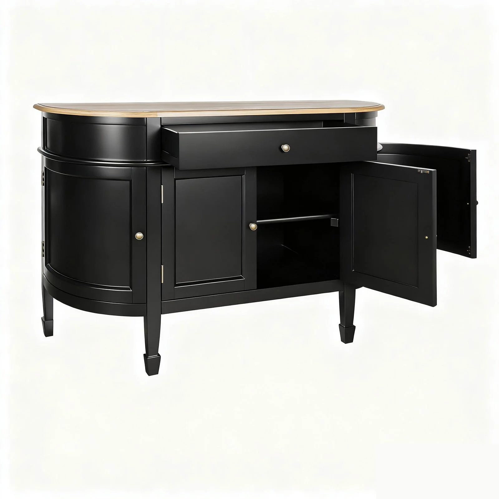 Hamptons Coastal Curve Sideboard Buffet & Ash Top Console Cabinet - Image 6