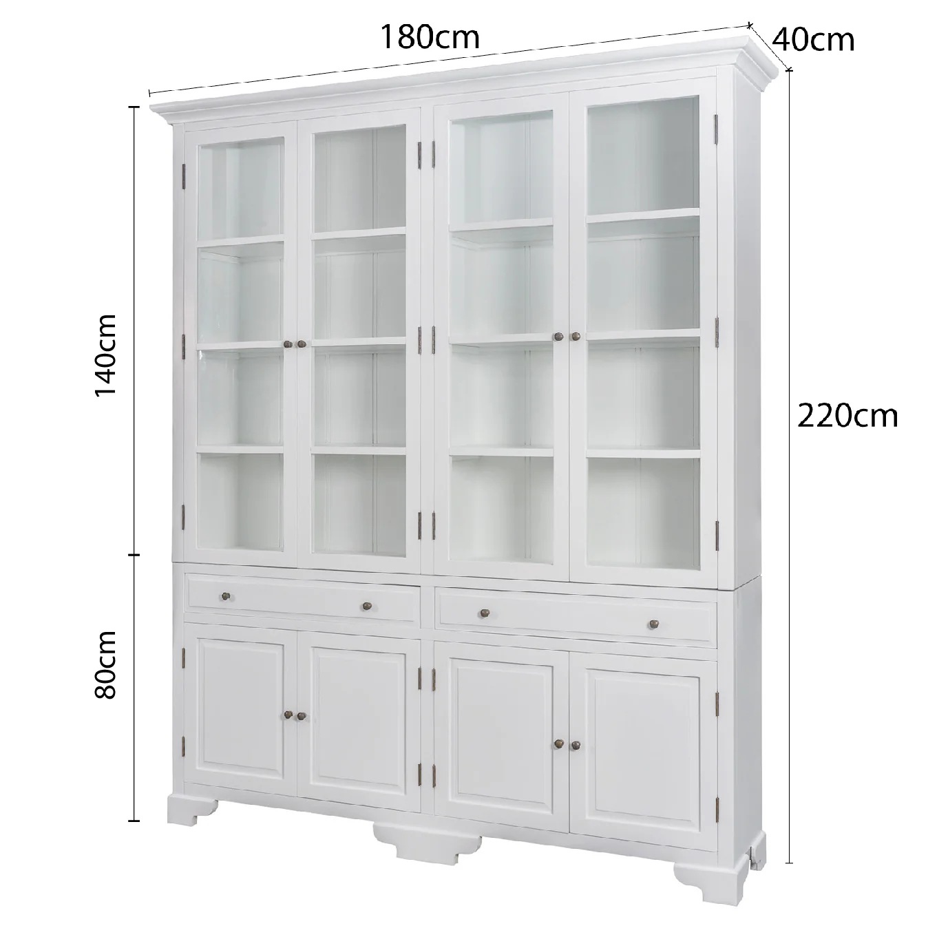 Hamptons Coastal Glass Display Cabinet Bookcase - Image 13