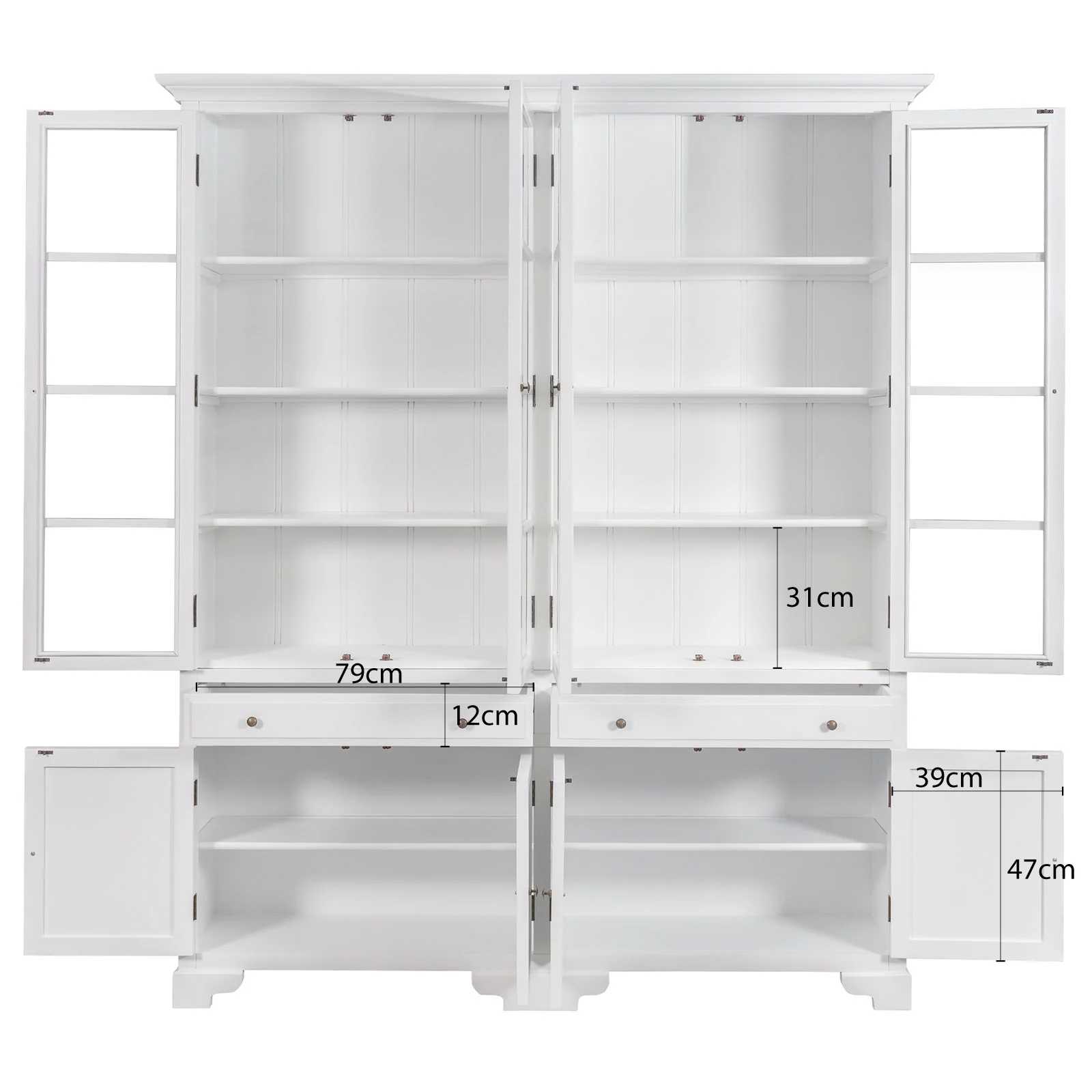 Hamptons Coastal Glass Display Cabinet Bookcase - Image 14