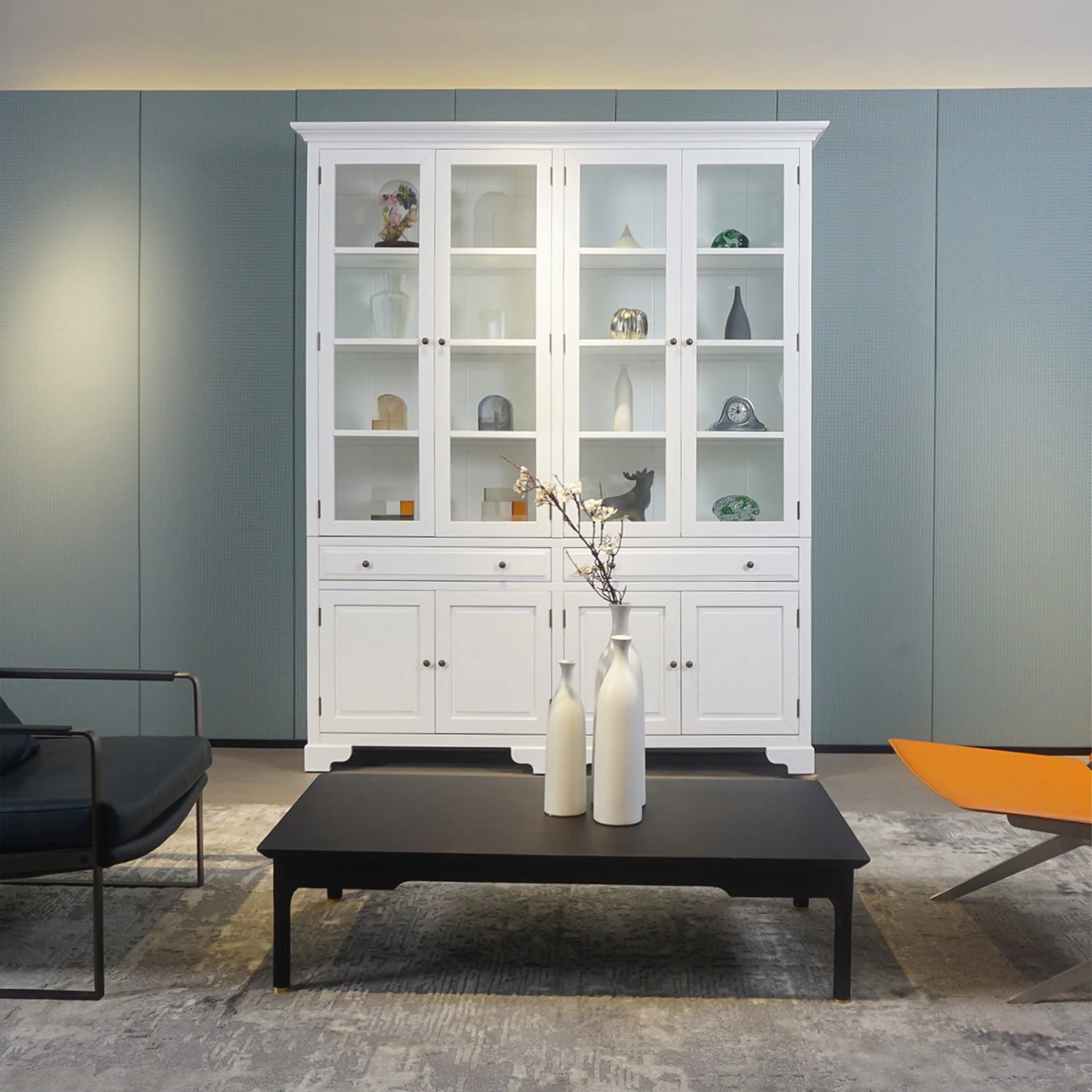 Hamptons Coastal Glass Display Cabinet Bookcase - Image 15