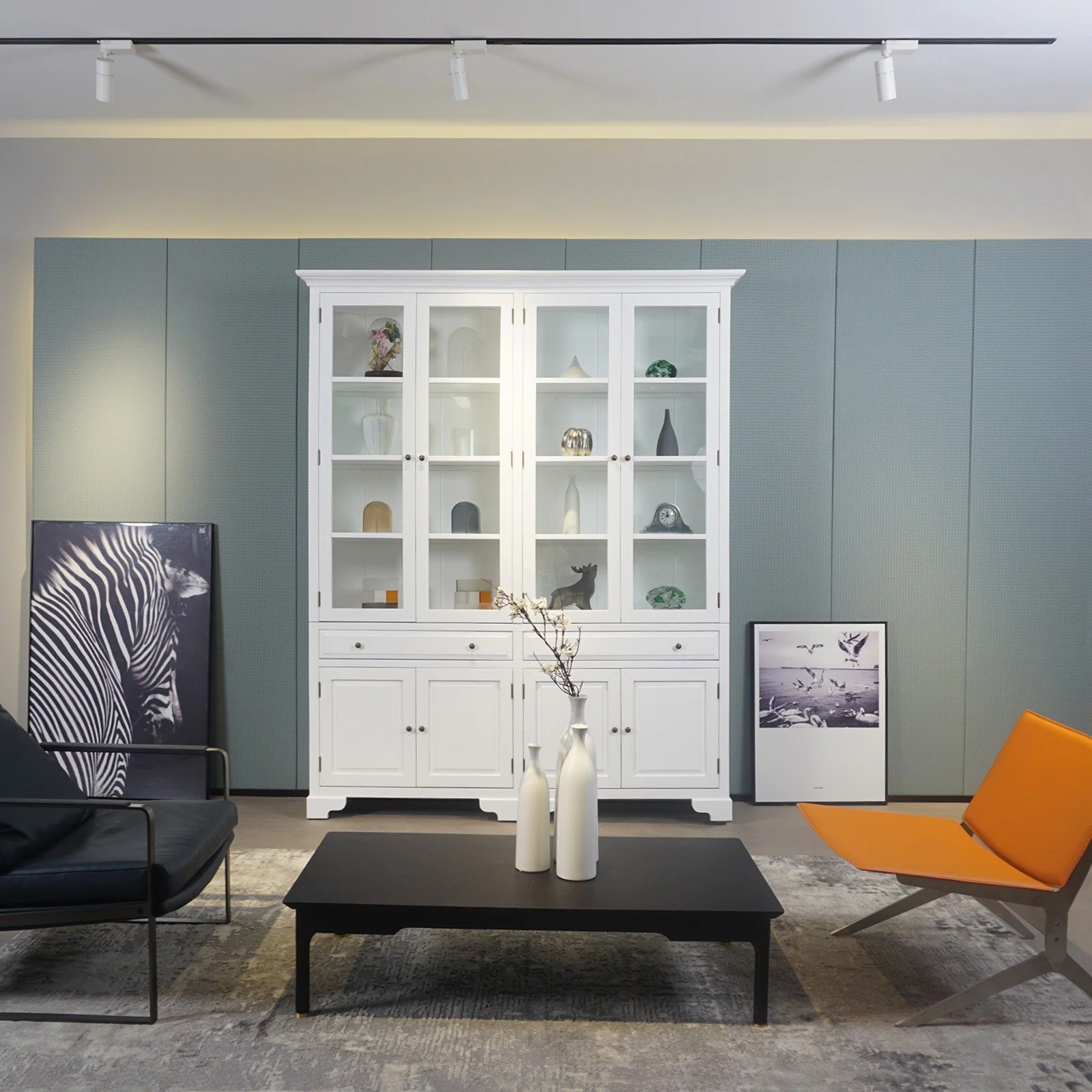 Hamptons Coastal Glass Display Cabinet Bookcase - Image 16