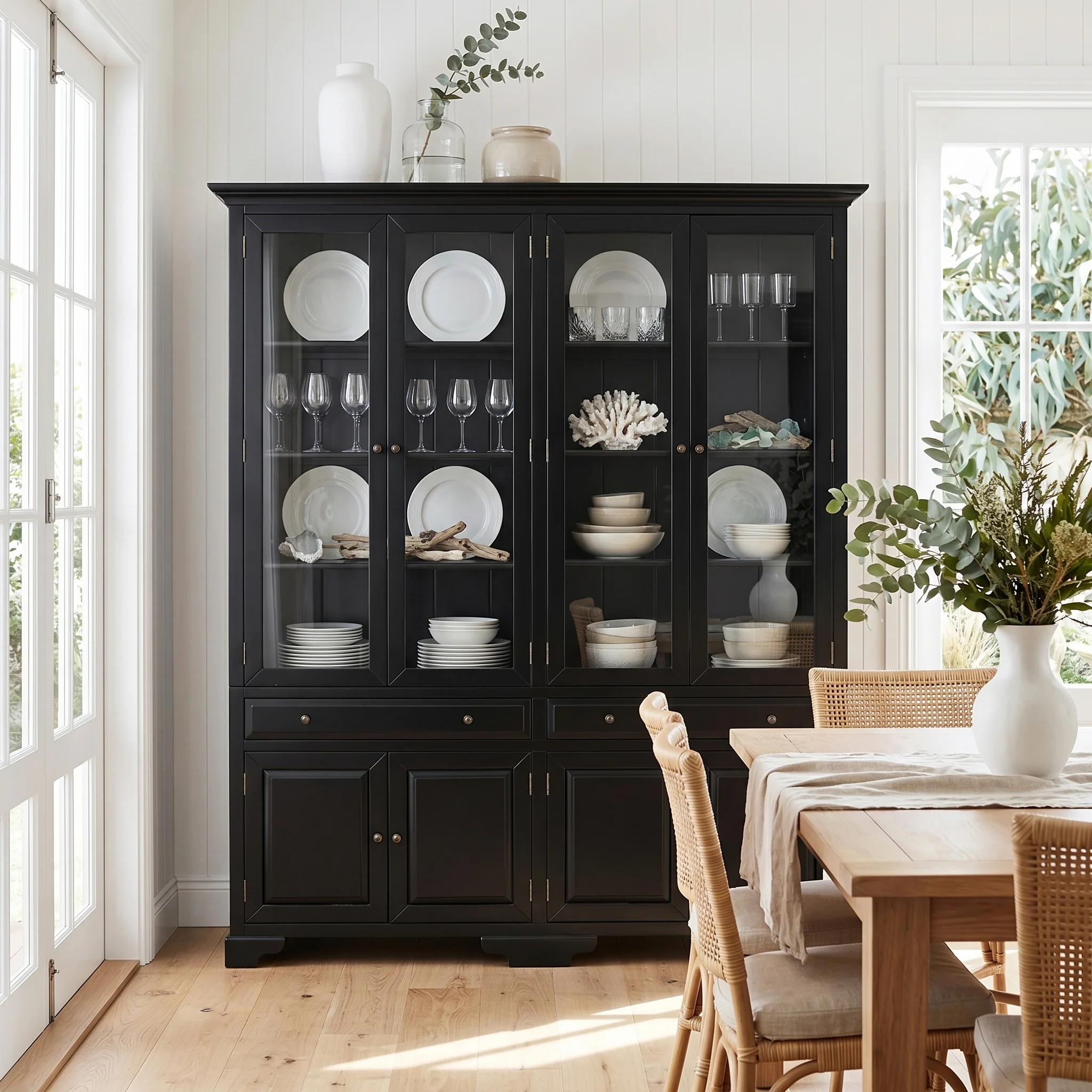 Hamptons Coastal Glass Display Cabinet Bookcase - Image 19