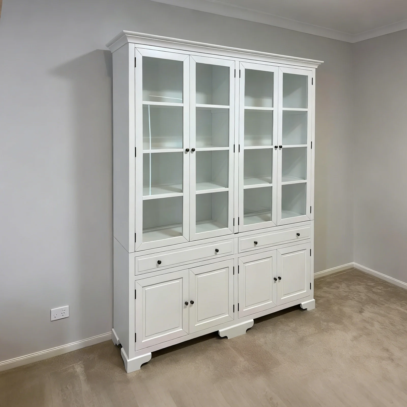 Hamptons Coastal Glass Display Cabinet Bookcase - Image 33