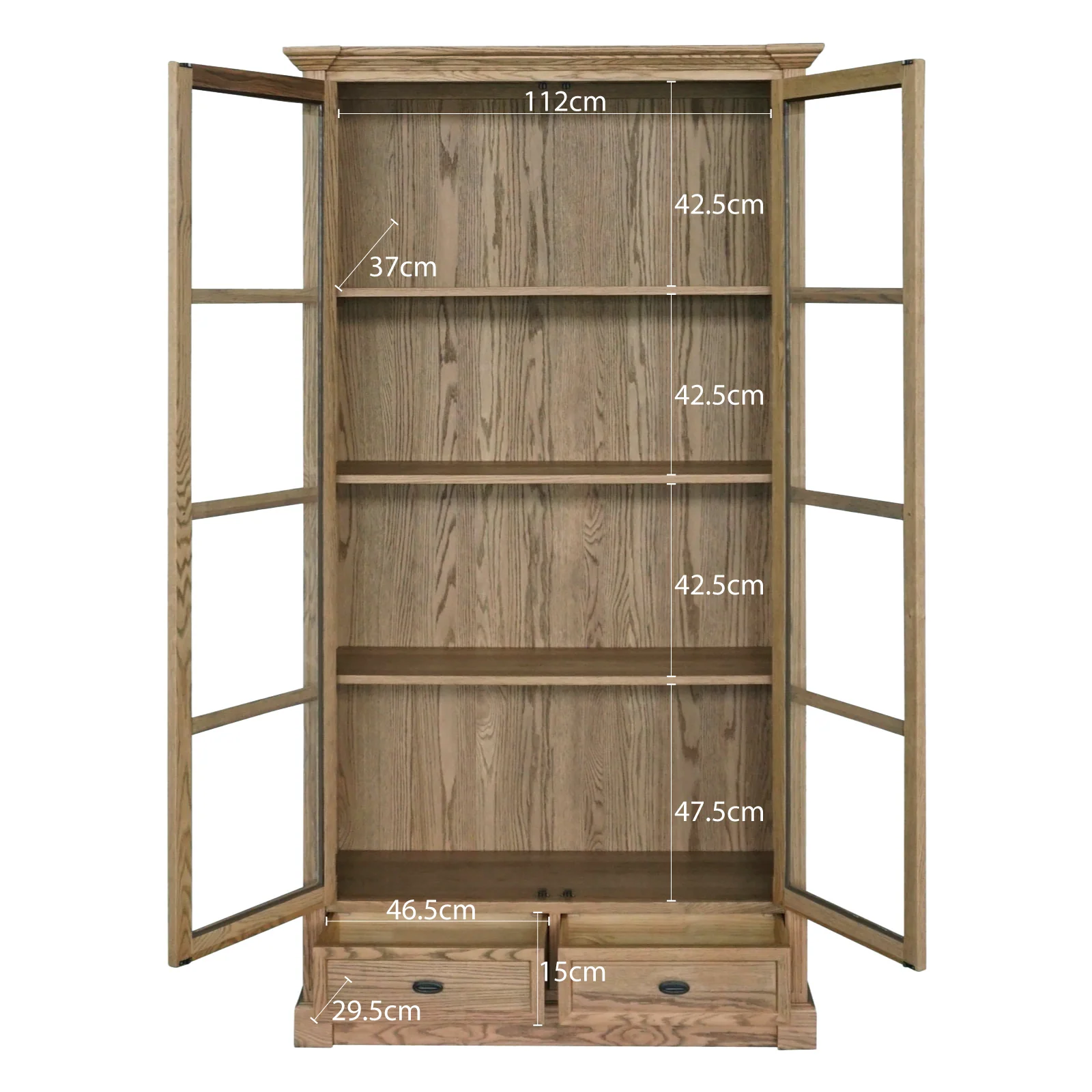 Hamptons Coastal Glass Display Cabinet Bookcase - Image 12