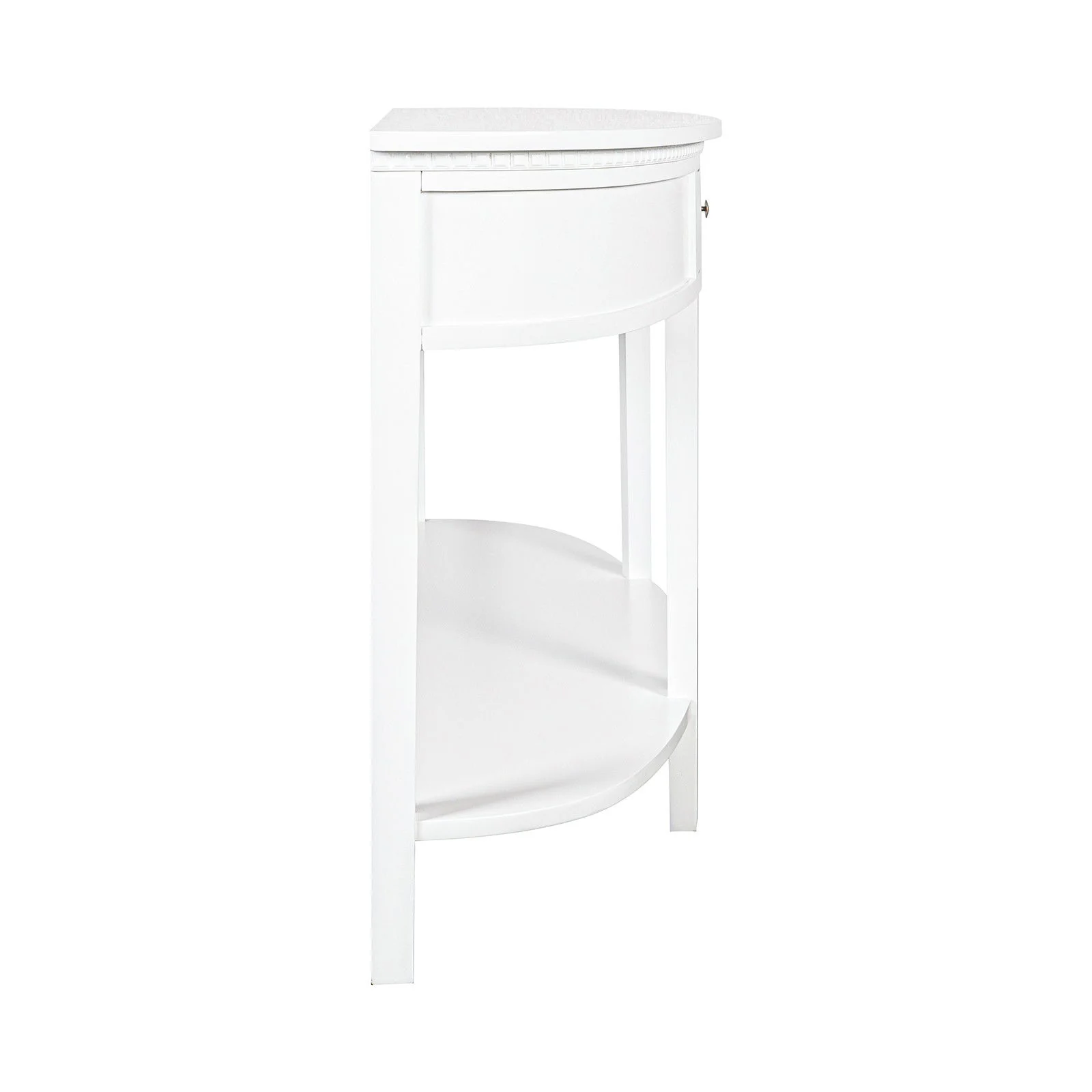 New England Hamptons Half-Moon Curve Hallway Console Table Dentil Molding Design - Image 12
