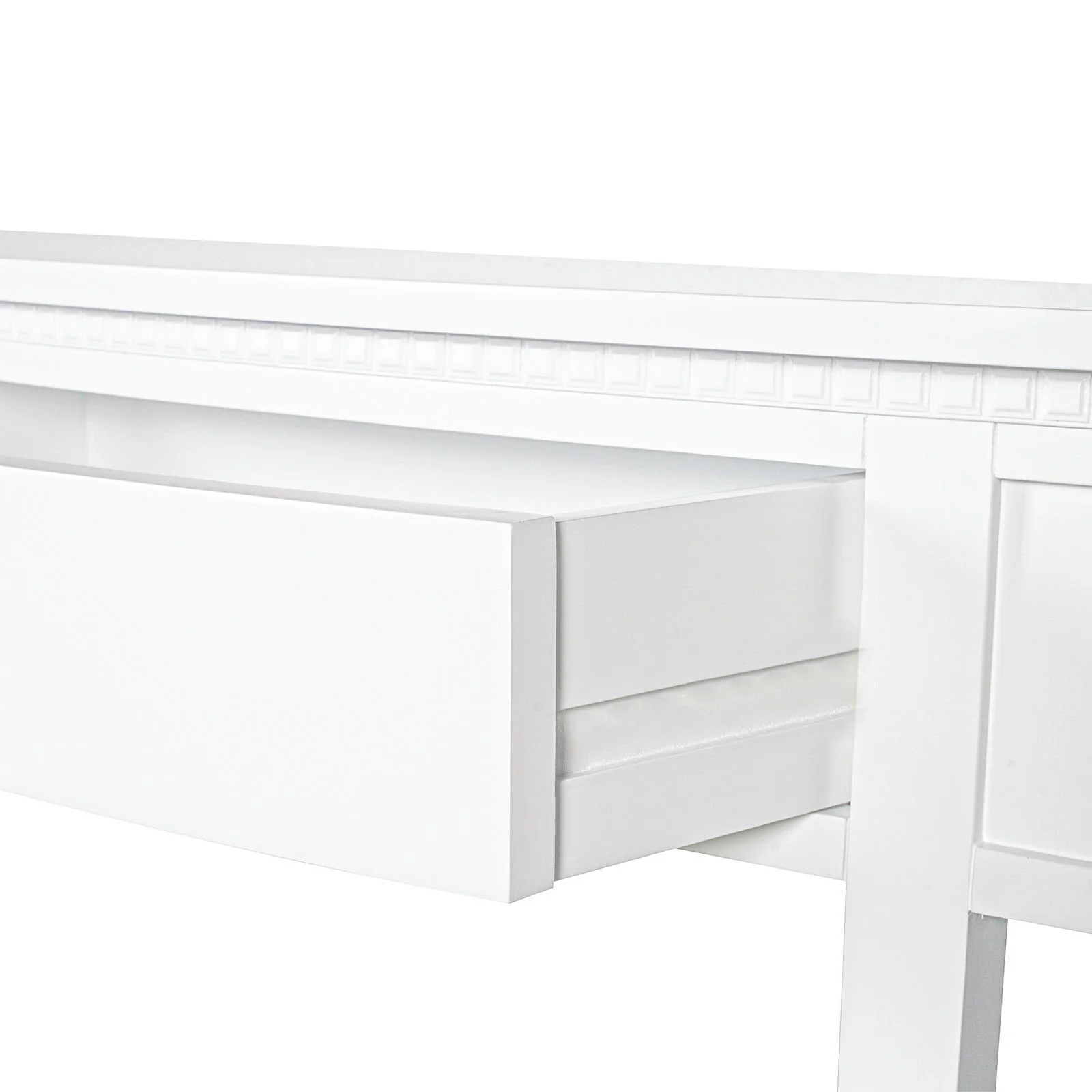 New England Hamptons Half-Moon Curve Hallway Console Table Dentil Molding Design - Image 15