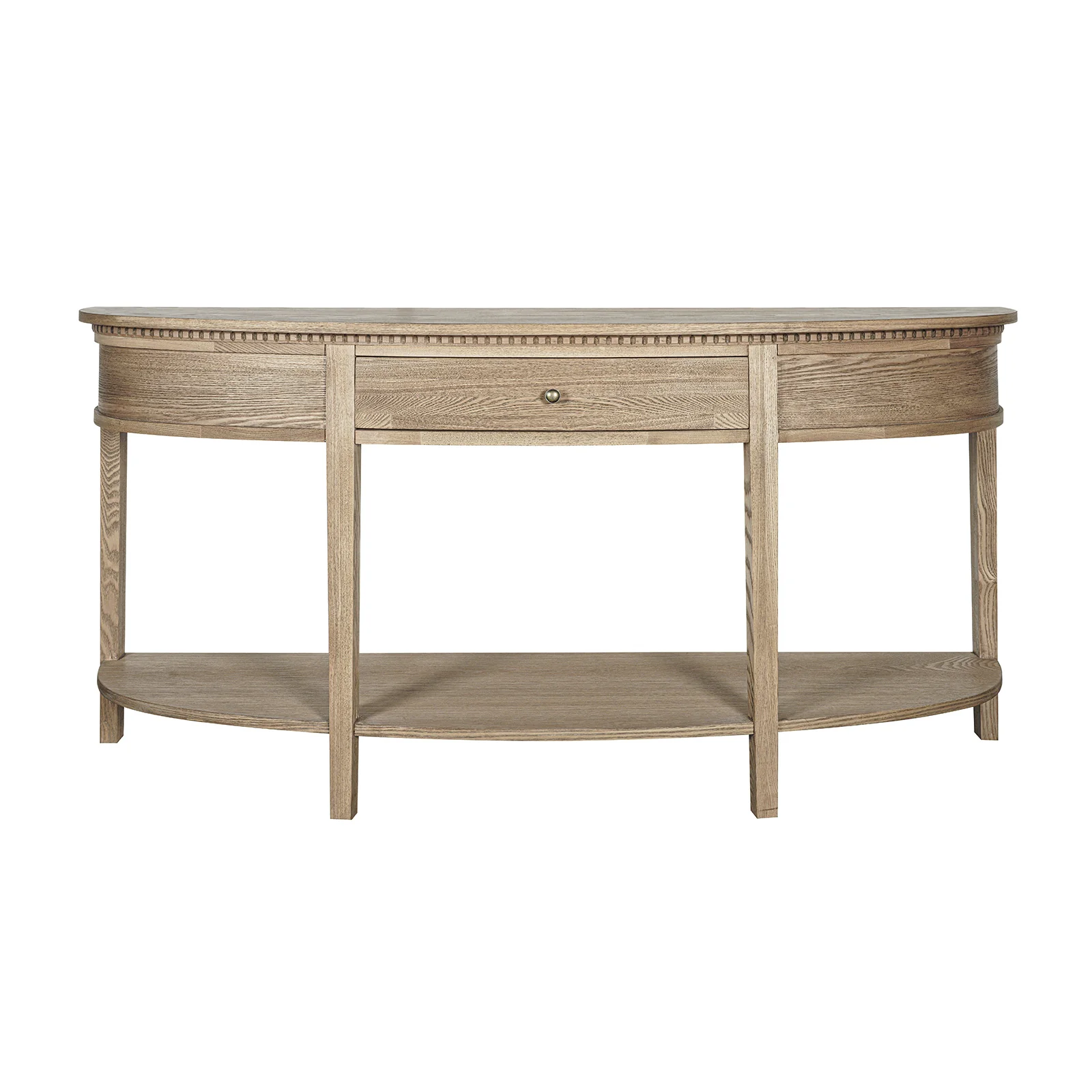 New England Hamptons Half-Moon Curve Hallway Console Table Dentil Molding Design - Image 21