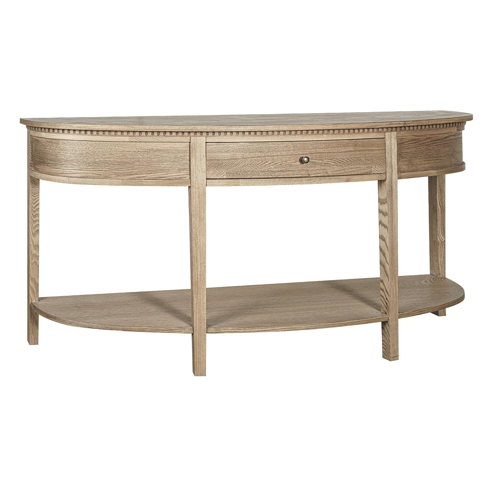New England Hamptons Half-Moon Curve Hallway Console Table Dentil Molding Design - Image 22