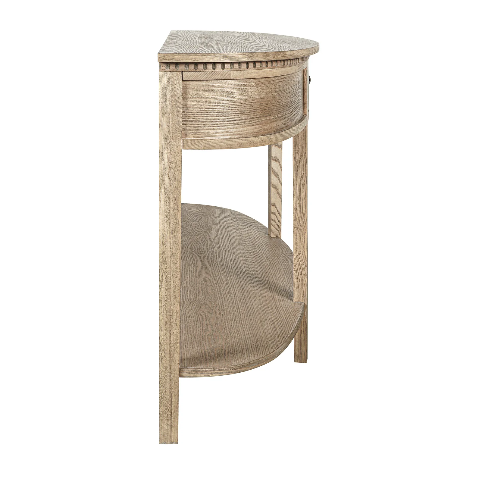 New England Hamptons Half-Moon Curve Hallway Console Table Dentil Molding Design - Image 23