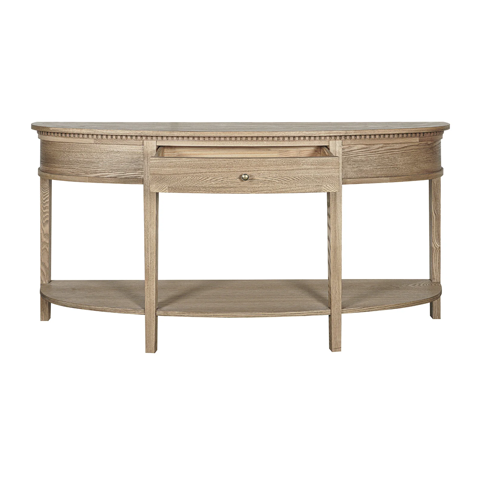 New England Hamptons Half-Moon Curve Hallway Console Table Dentil Molding Design - Image 24