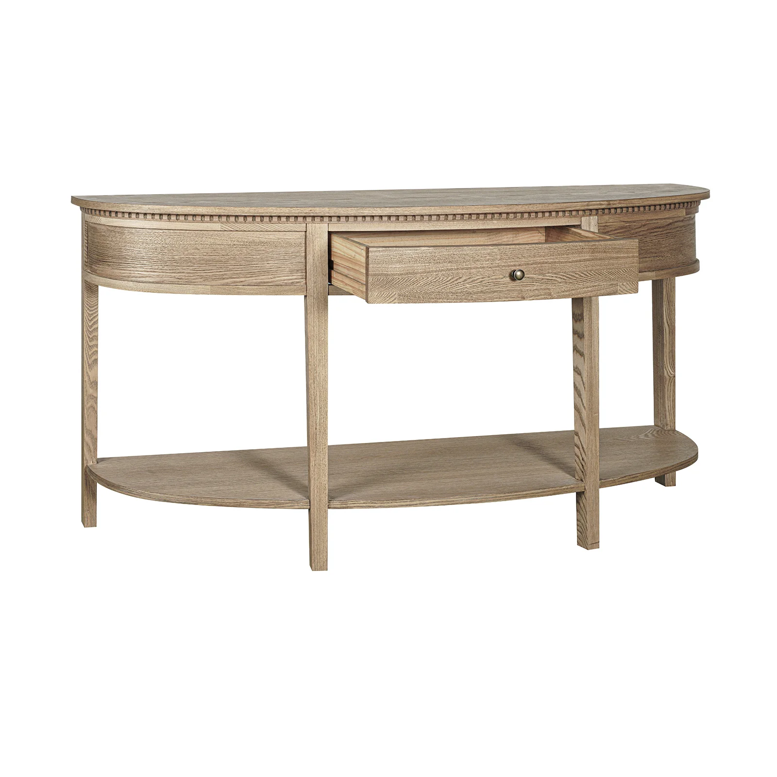 New England Hamptons Half-Moon Curve Hallway Console Table Dentil Molding Design - Image 25