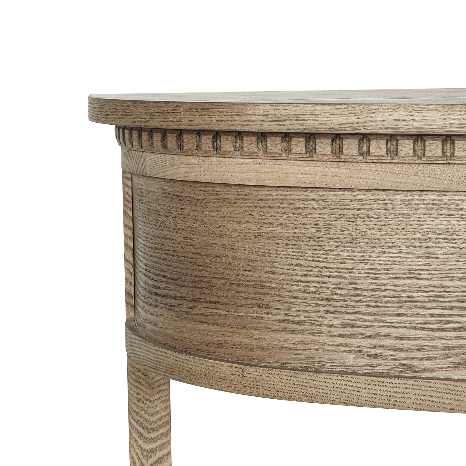 New England Hamptons Half-Moon Curve Hallway Console Table Dentil Molding Design - Image 26