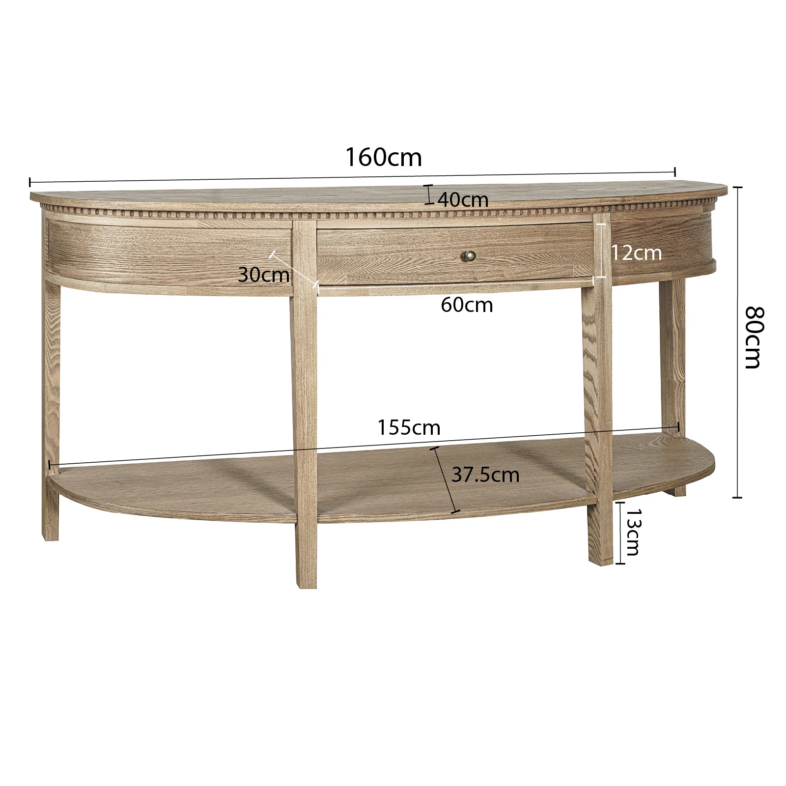 New England Hamptons Half-Moon Curve Hallway Console Table Dentil Molding Design - Image 29