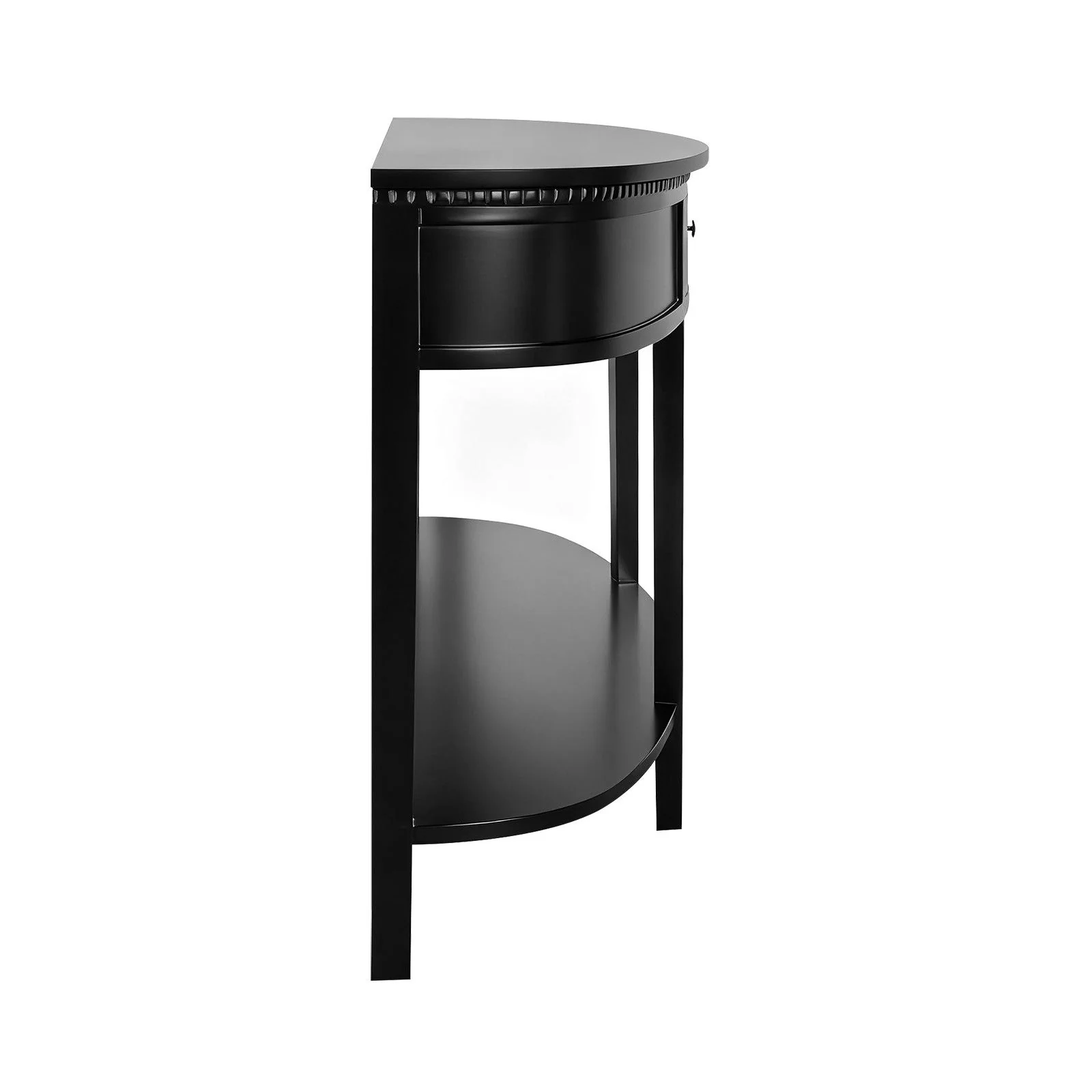 New England Hamptons Half-Moon Curve Hallway Console Table Dentil Molding Design - Image 5