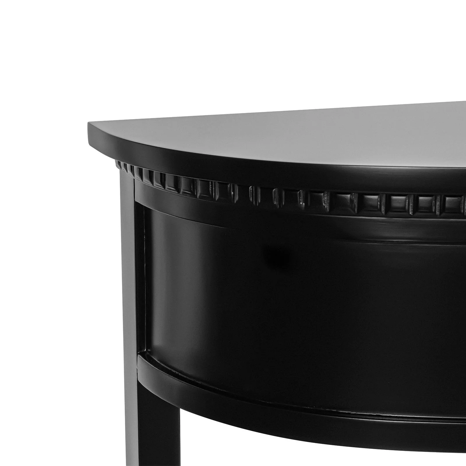 New England Hamptons Half-Moon Curve Hallway Console Table Dentil Molding Design - Image 8