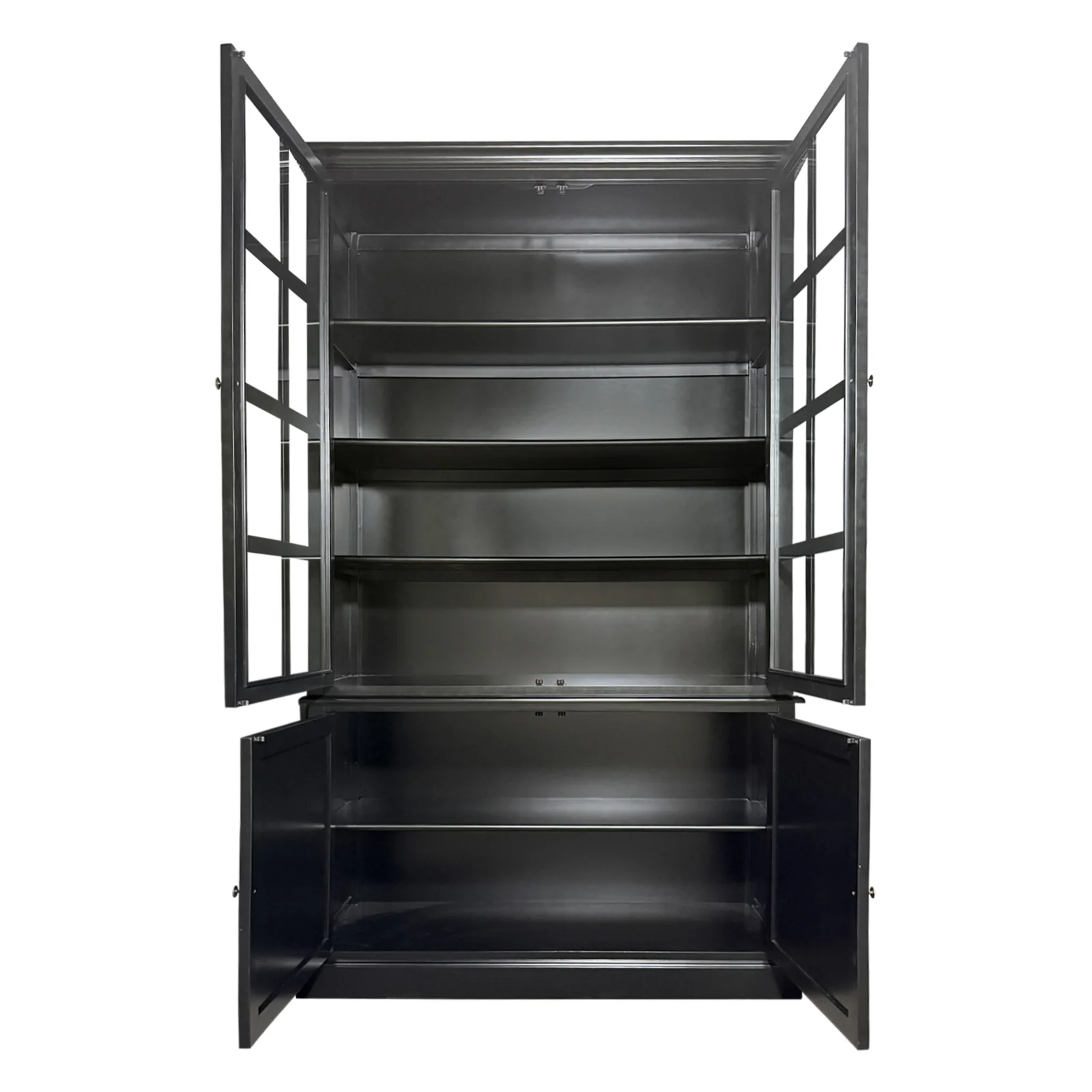 Hamptons Coastal Hutch Glass Display Cabinet Bookcase and Buffet Cupboard - Image 16