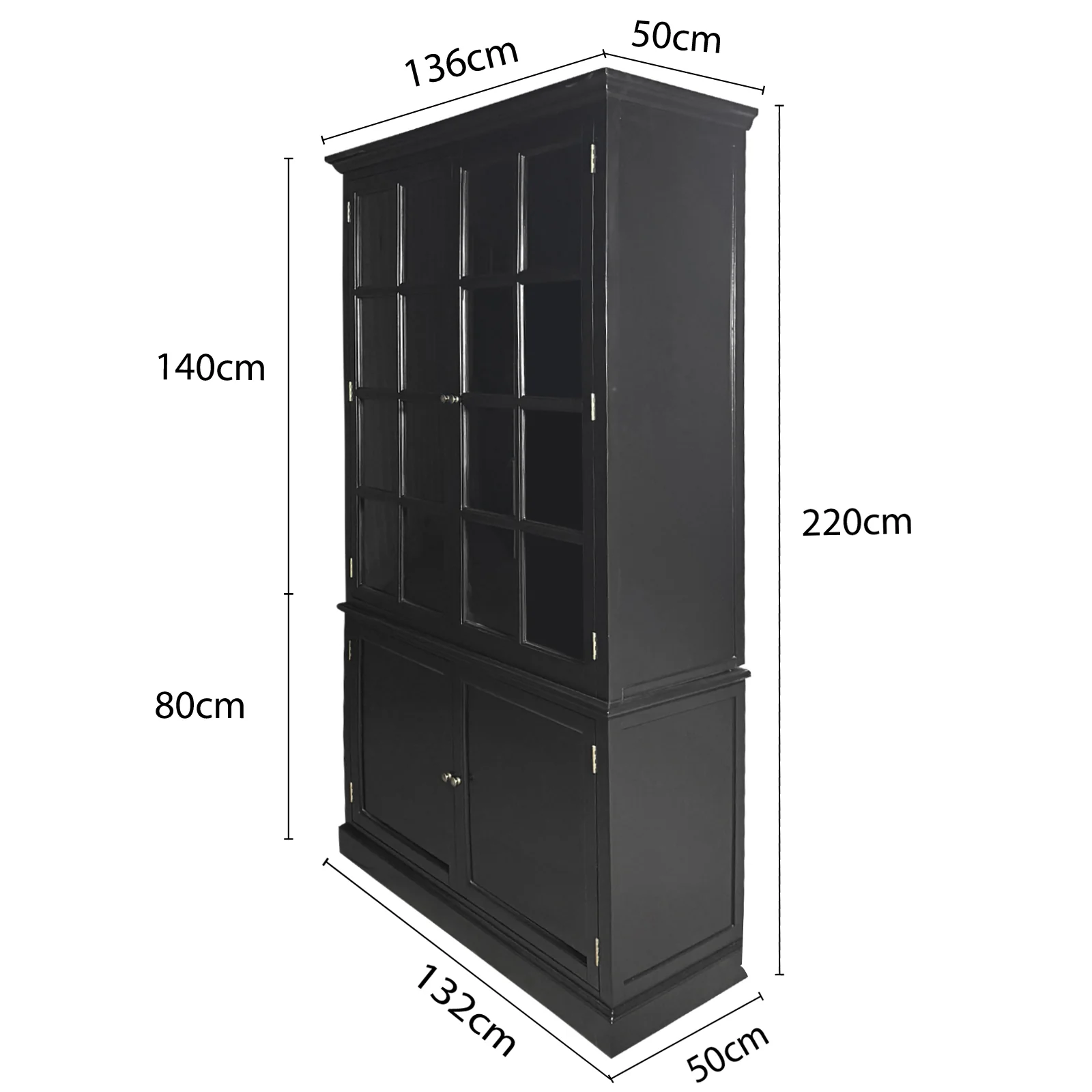 Hamptons Coastal Hutch Glass Display Cabinet Bookcase and Buffet Cupboard - Image 17
