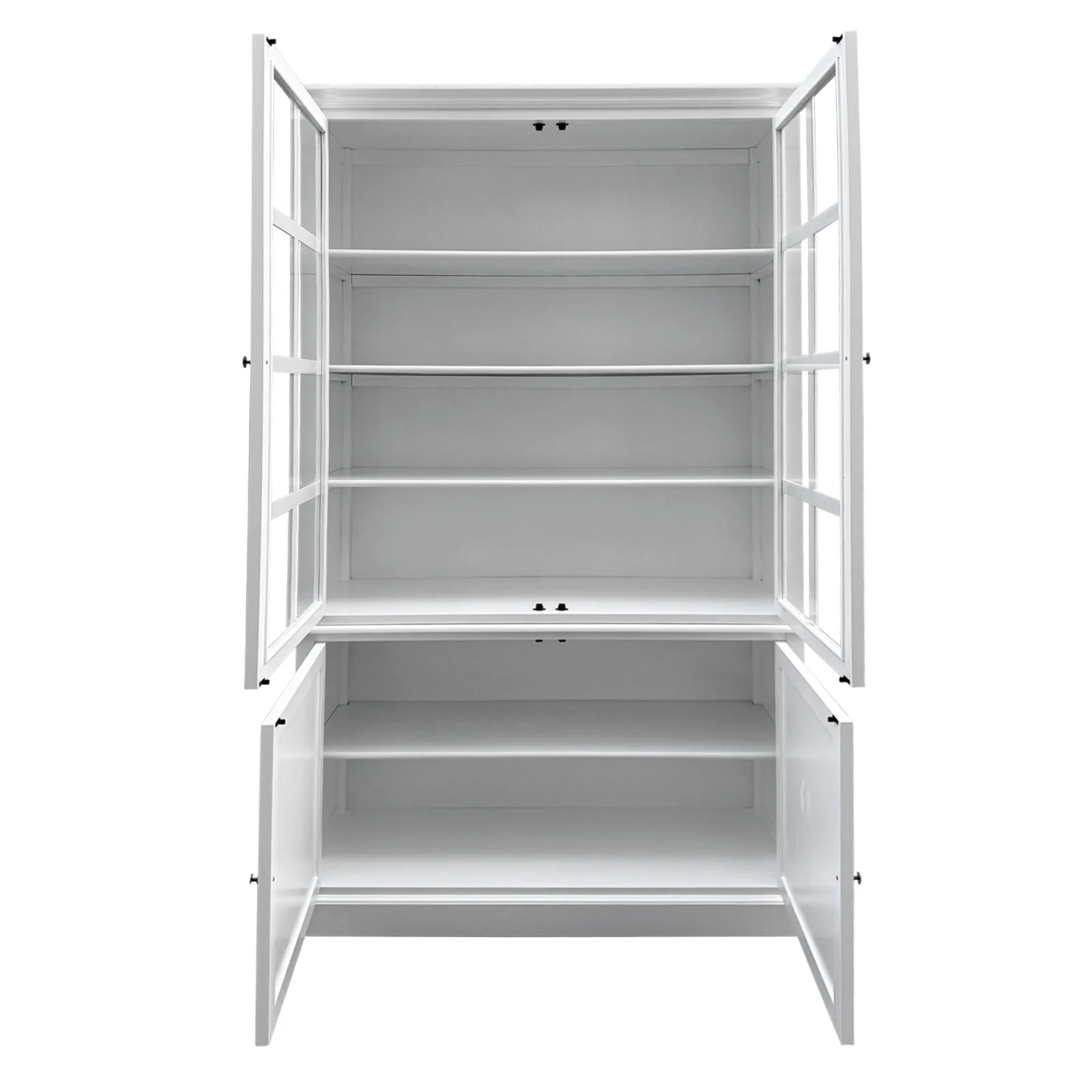 Hamptons Coastal Hutch Glass Display Cabinet Bookcase and Buffet Cupboard - Image 21