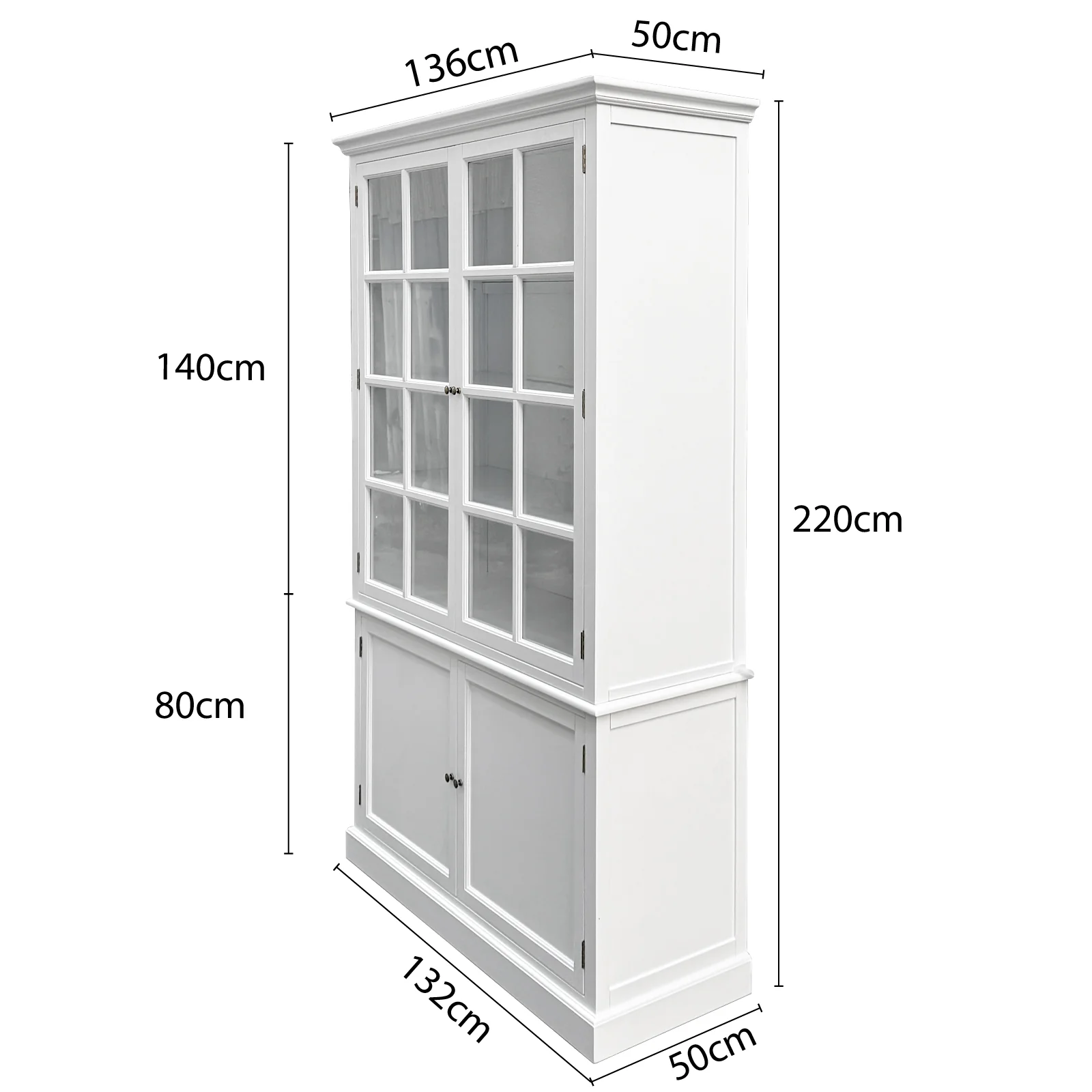 Hamptons Coastal Hutch Glass Display Cabinet Bookcase and Buffet Cupboard - Image 22