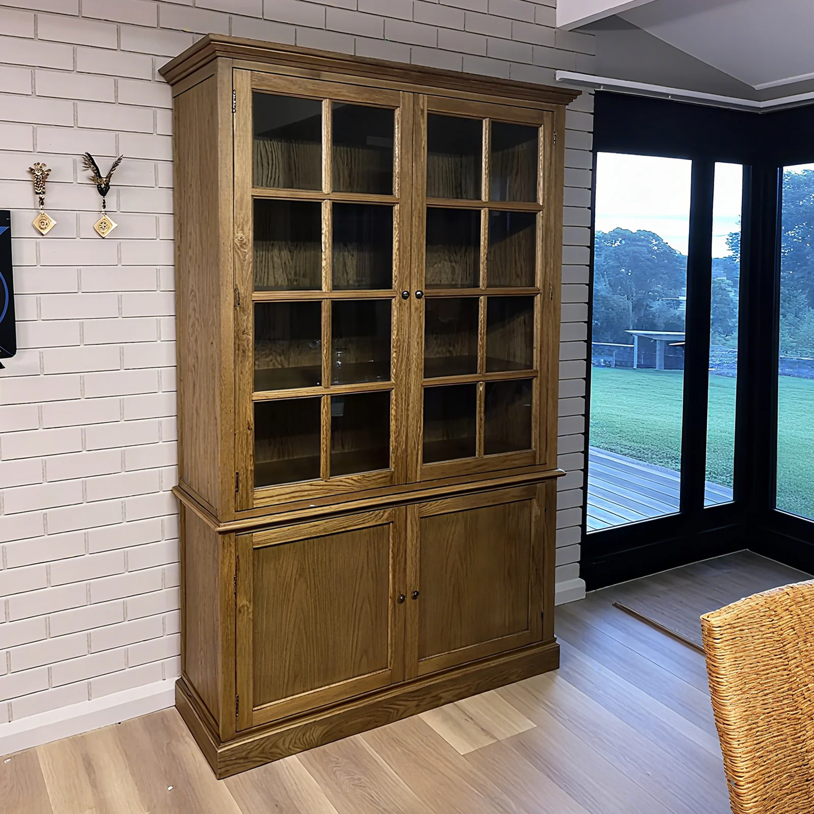 Hamptons Coastal Hutch Glass Display Cabinet Bookcase and Buffet Cupboard - Image 23