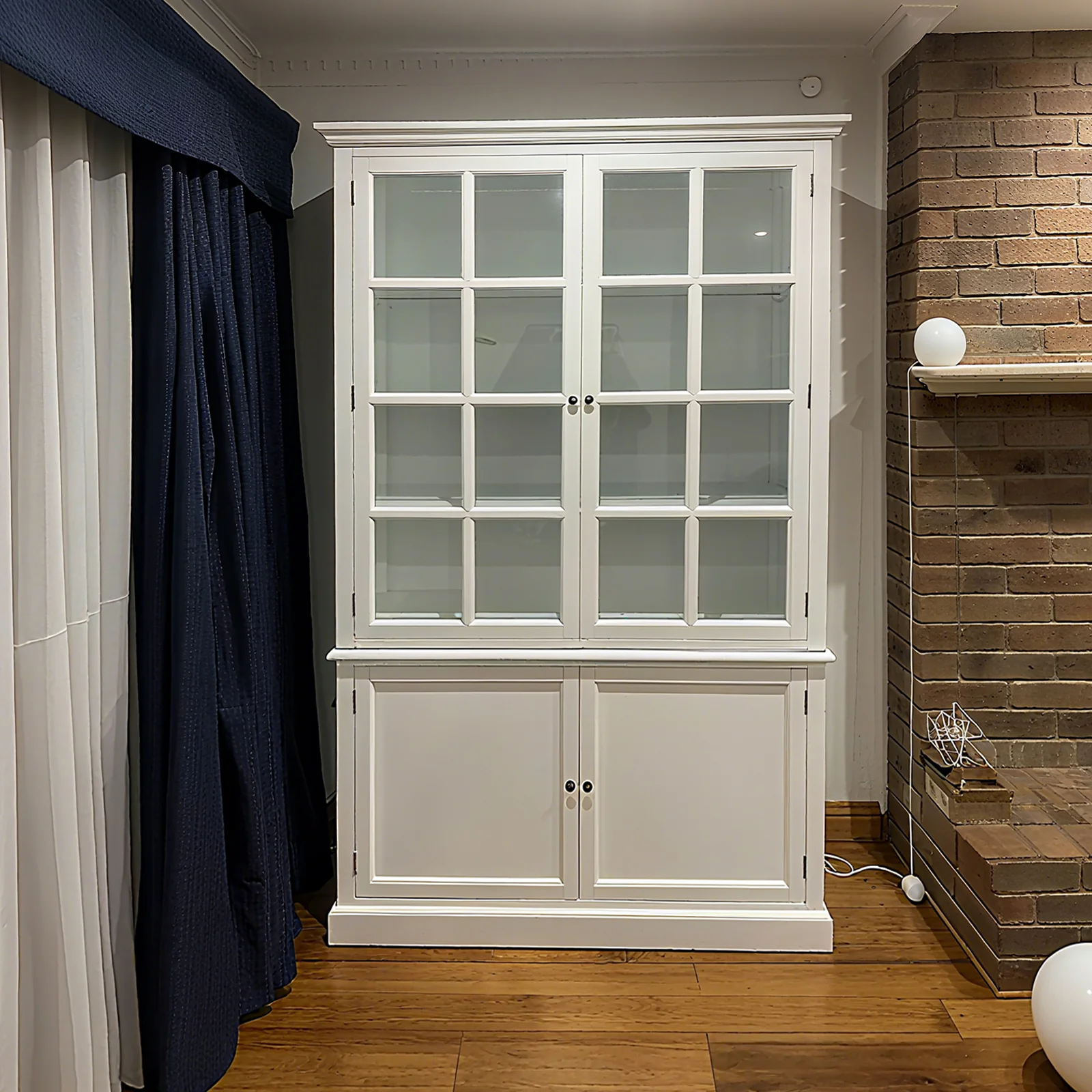 Hamptons Coastal Hutch Glass Display Cabinet Bookcase and Buffet Cupboard - Image 24