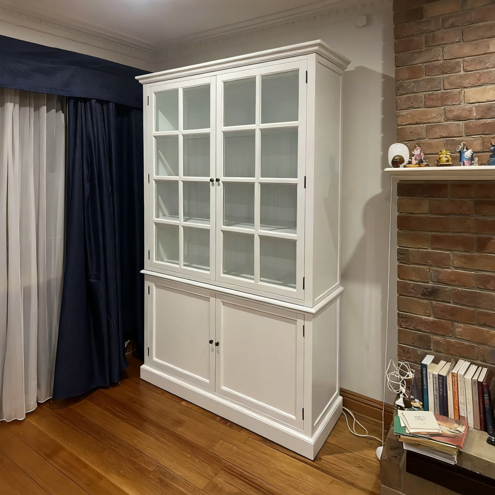 Hamptons Coastal Hutch Glass Display Cabinet Bookcase and Buffet Cupboard - Image 25