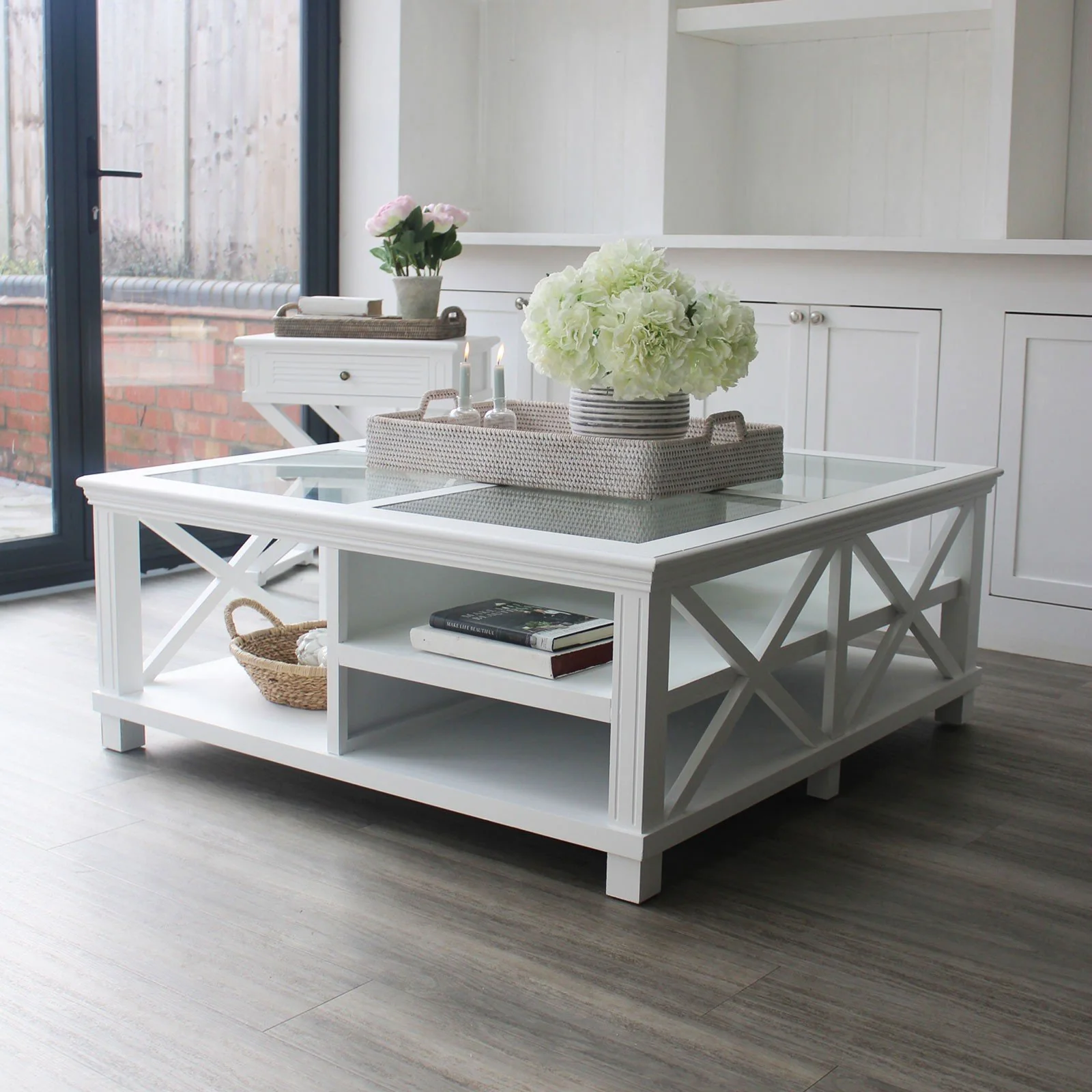 Hamptons Coastal Large Glass Coffee Table - Image 3