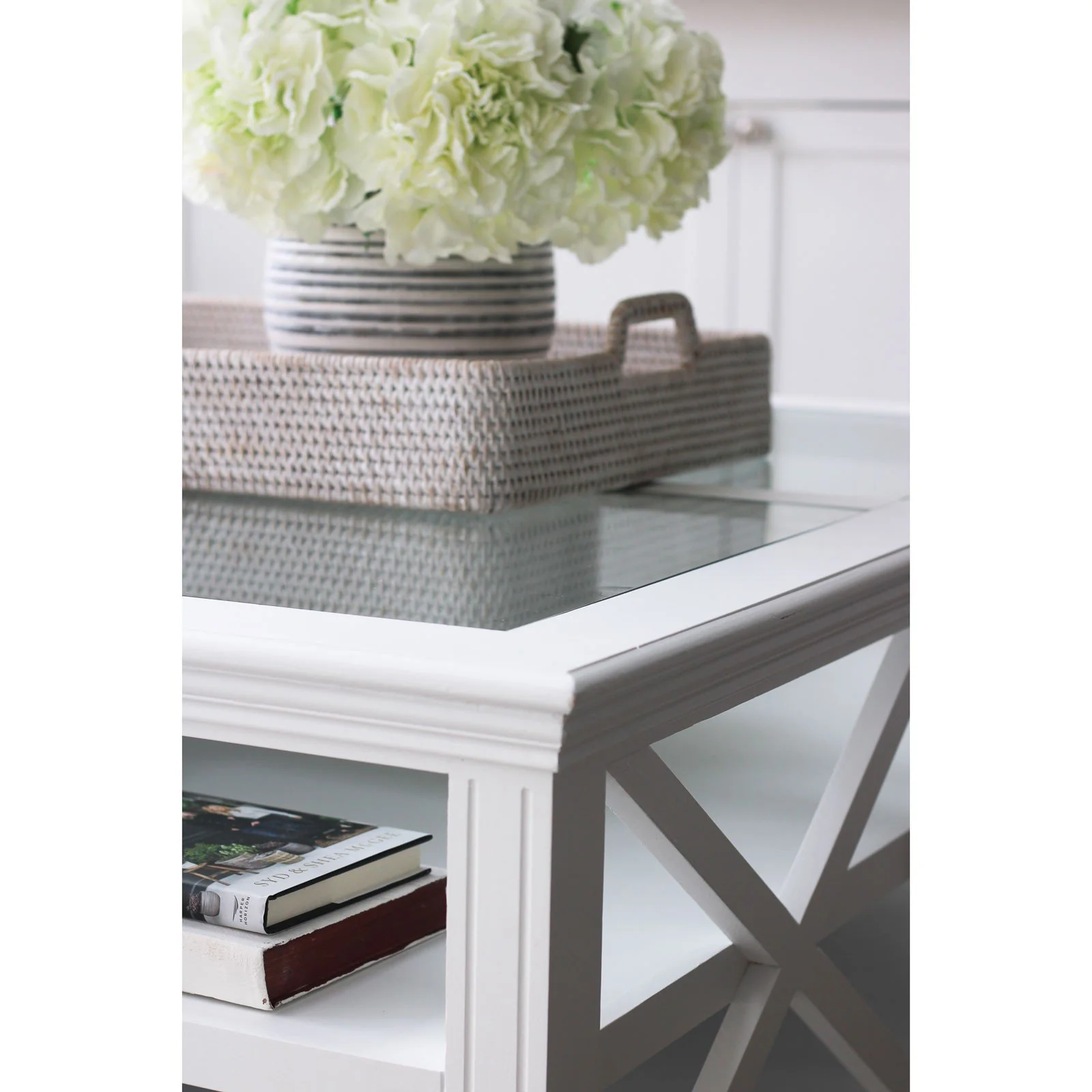 Hamptons Coastal Large Glass Coffee Table - Image 5